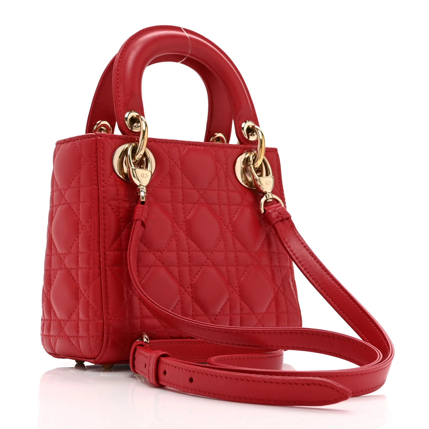Lambskin Cannage Mini Lady Dior Red - Top Club