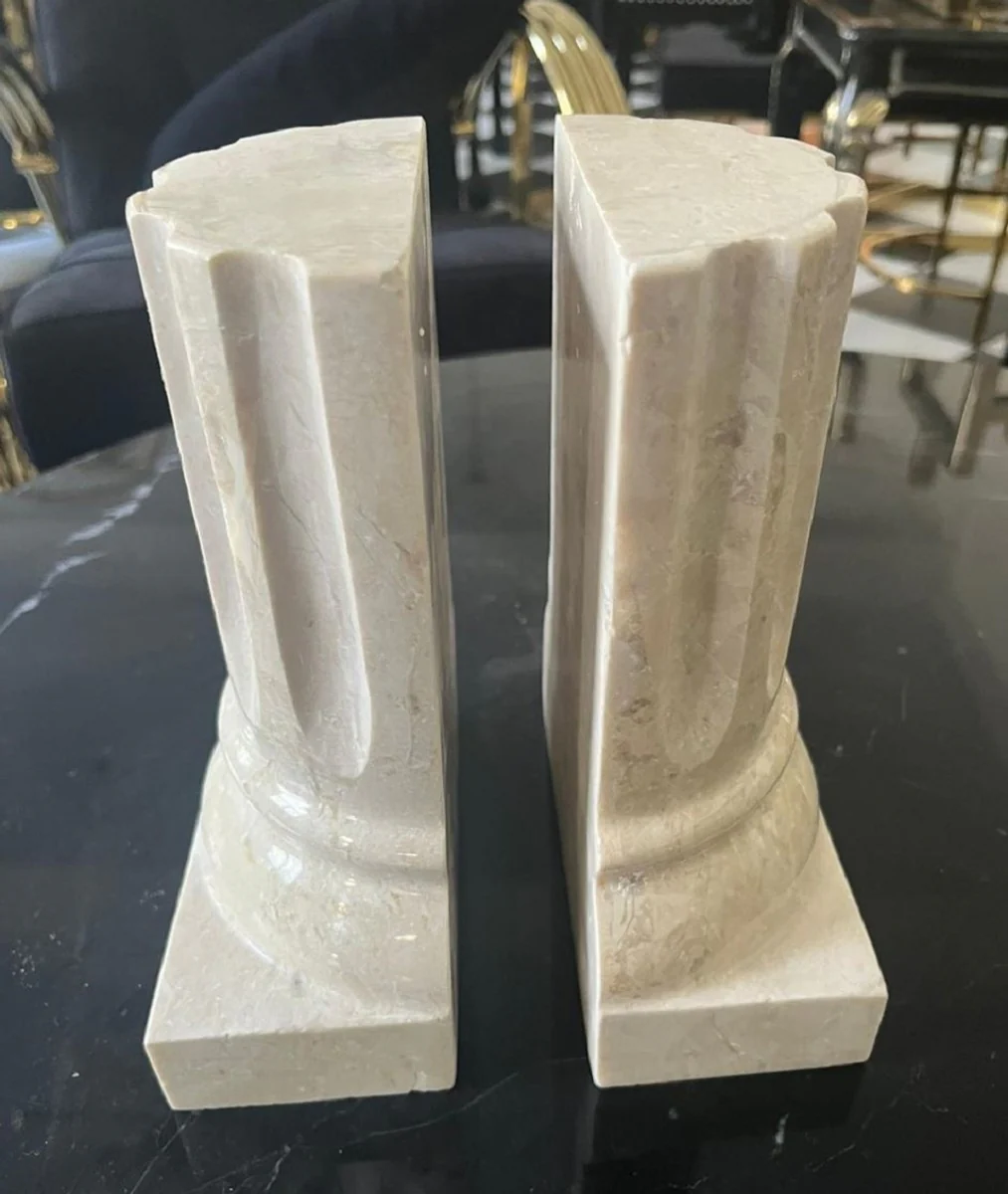 Luxury marble bookend set baroque columns cream H. 21 cm