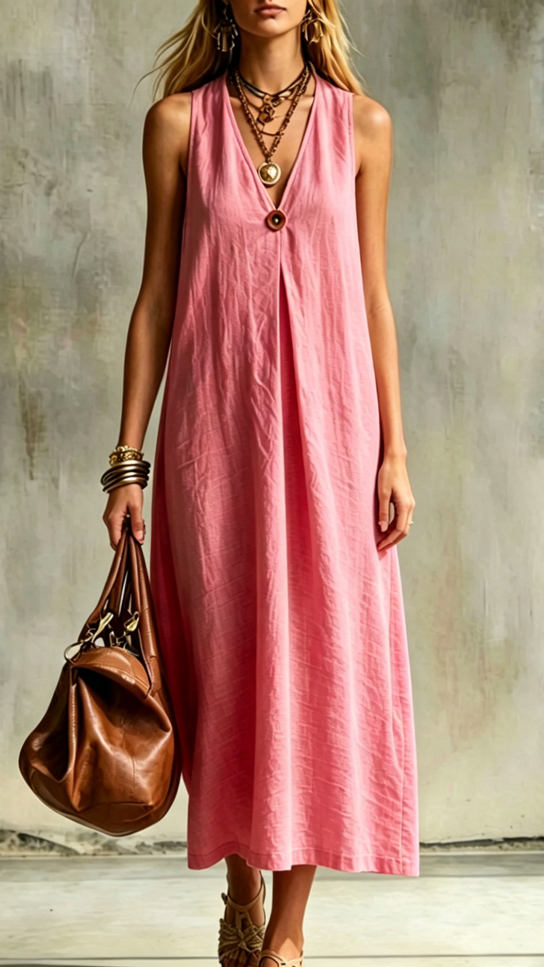 Women's Cotton-Blend V-Neck Loose Sleeveless Dress - Nordfashionstorm - Women's Clothing, Fashion for You - Nordfashionstorm.com