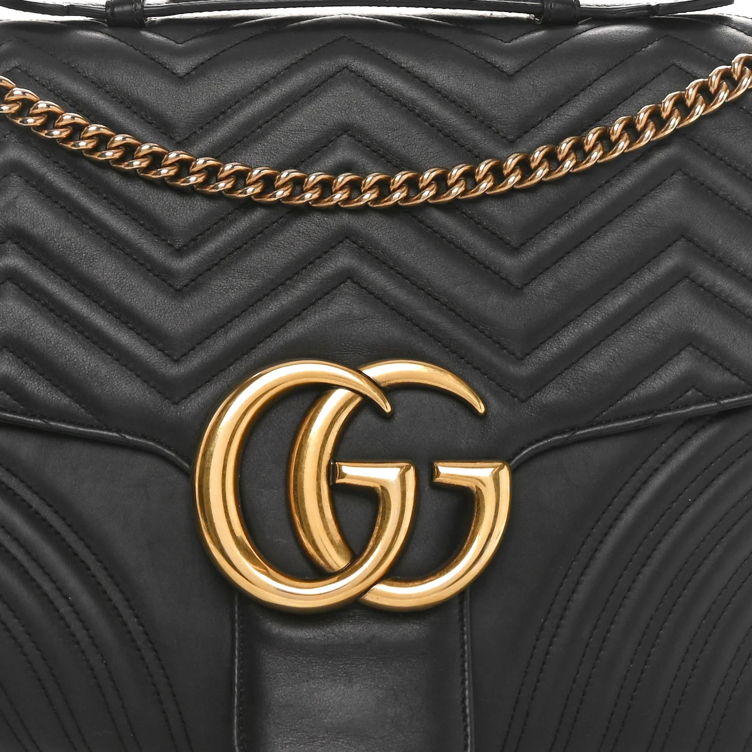 Calfskin Matelasse Maxi GG Marmont Top Handle Shoulder Bag Black - Top Club