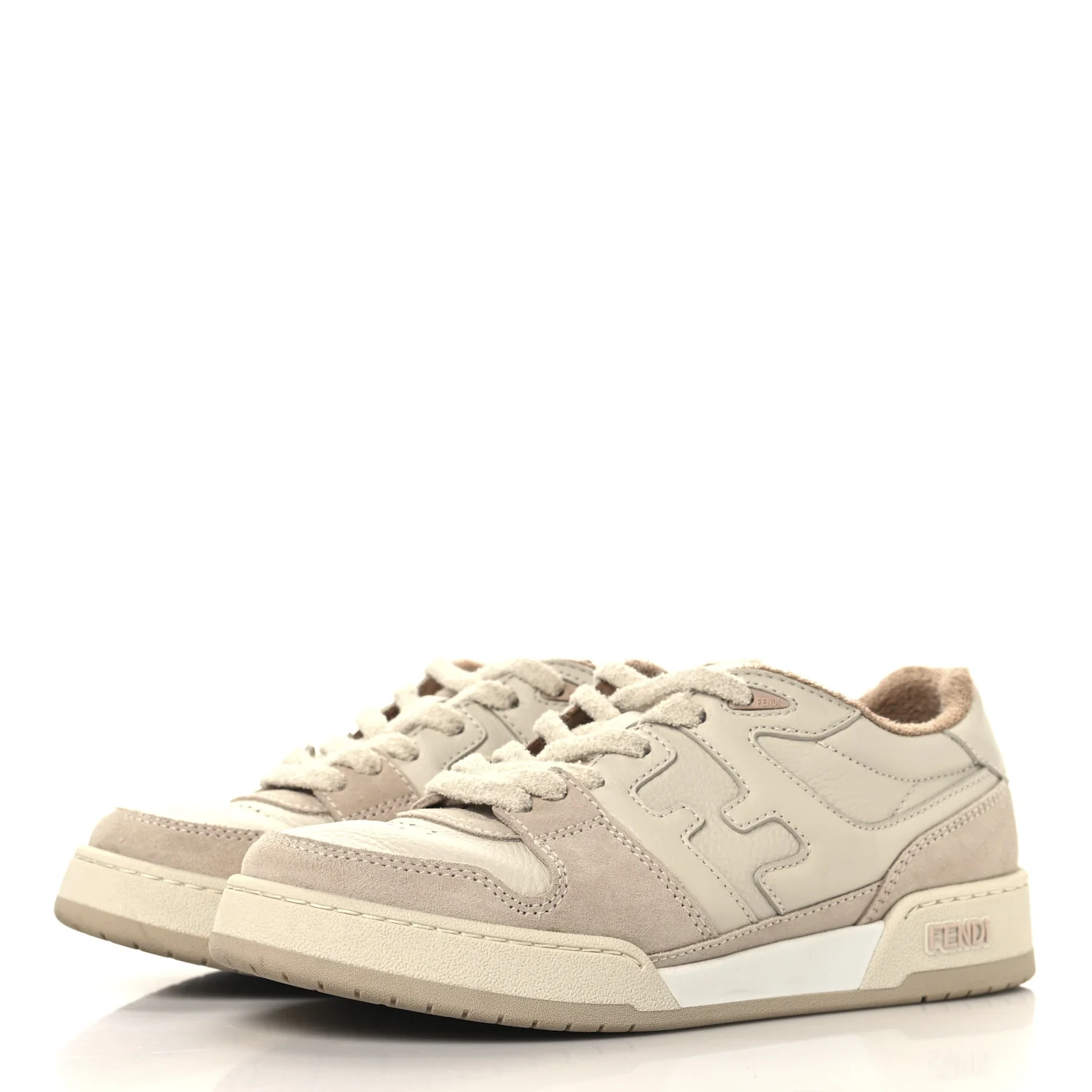 Suede Vitello Fendi Match Low Top Sneakers 37.5 Nudo White Garza Rosa - Top Club