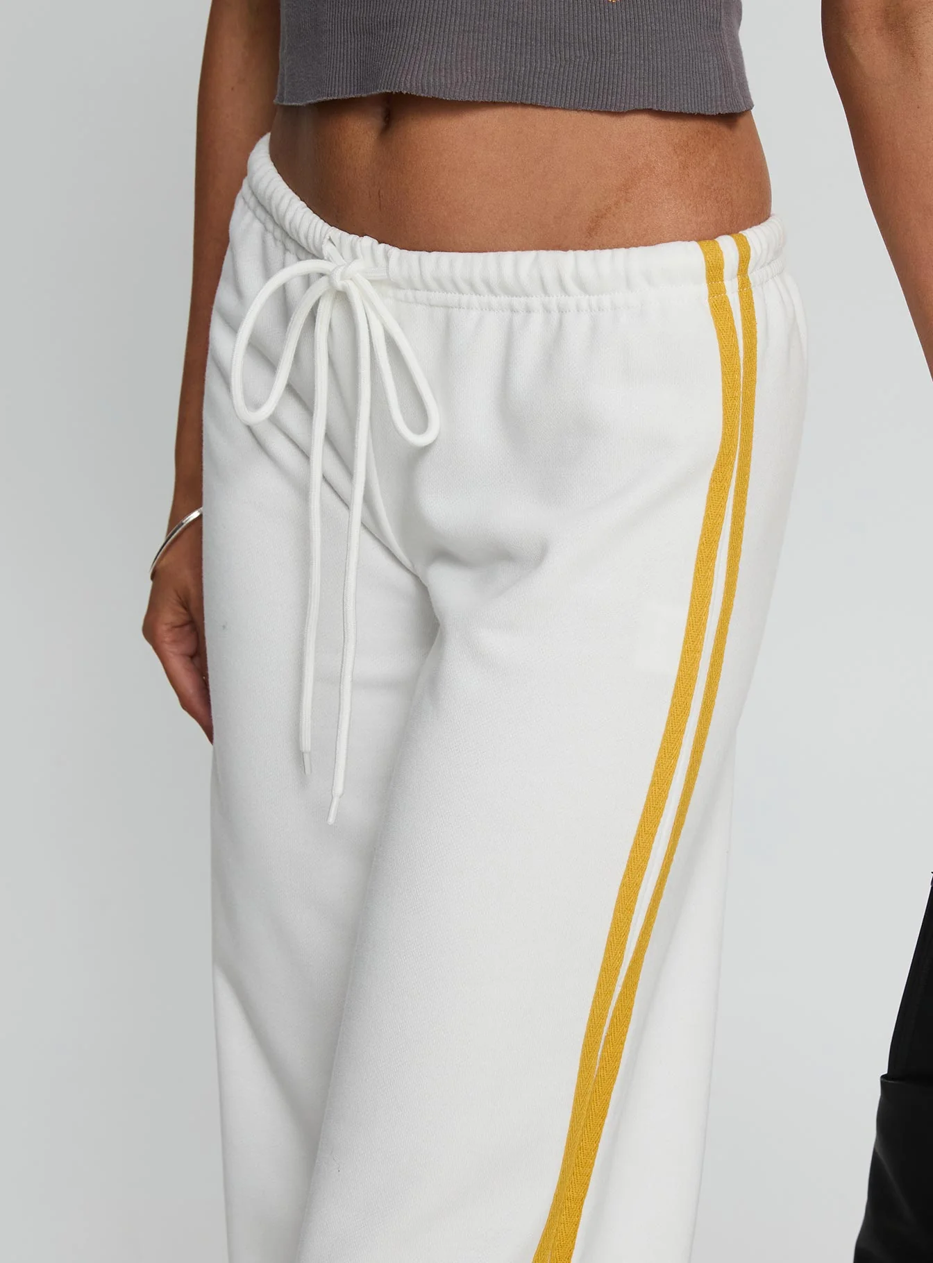 Elation Low Rise Straight Leg Track Pant White