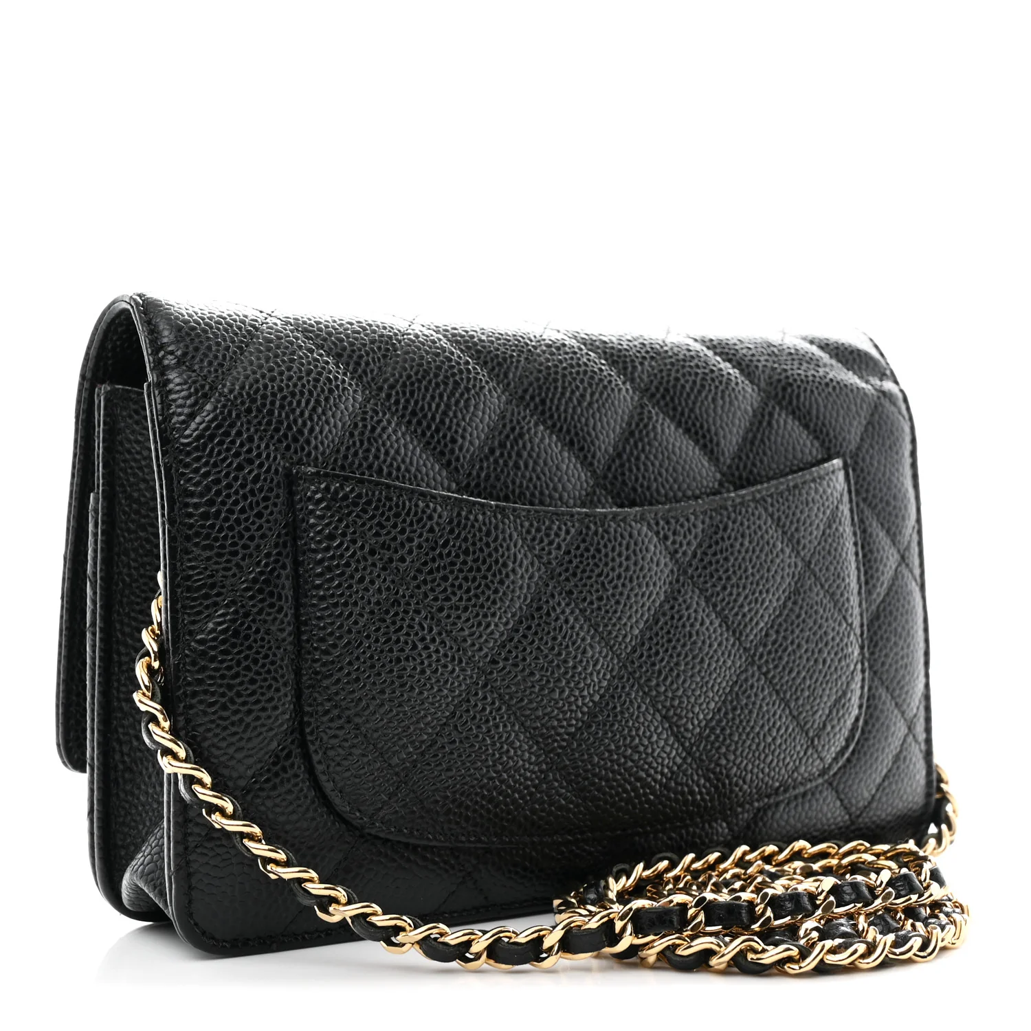 Caviar Quilted Wallet on Chain WOC Black