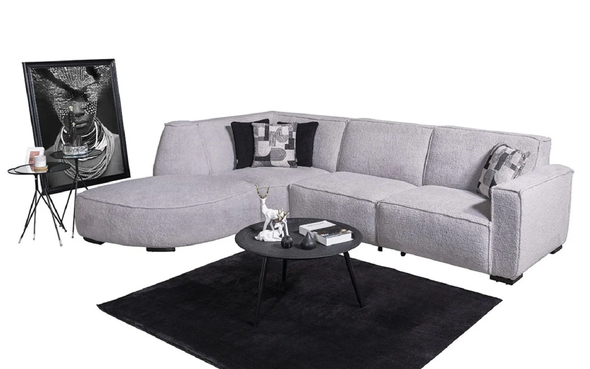 Luxury corner sofa gray / black 290 x 215 cm - living room & hotel furniture