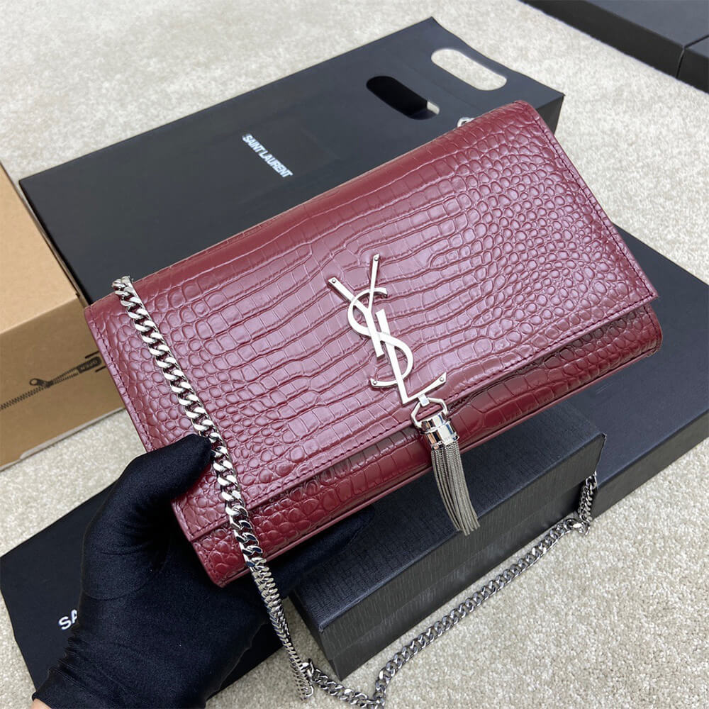 YSL kate medium tassel in crocodile-embossed leather - Top Club