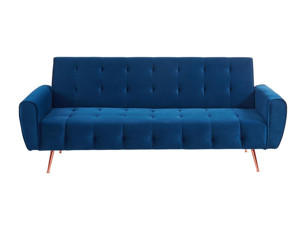 Sofá cama de 3 plazas de terciopelo azul - AHUltAl859AY