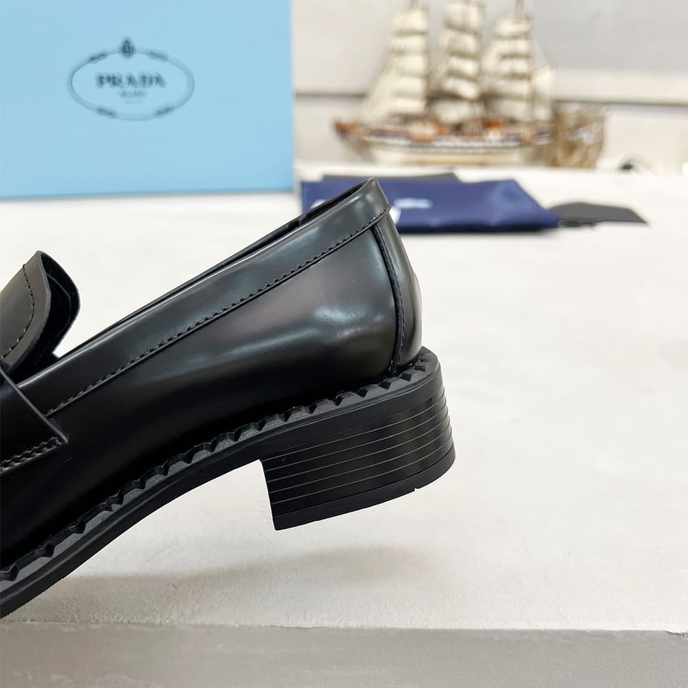 PRADA Brushed leather loafers with metal details - Top Club
