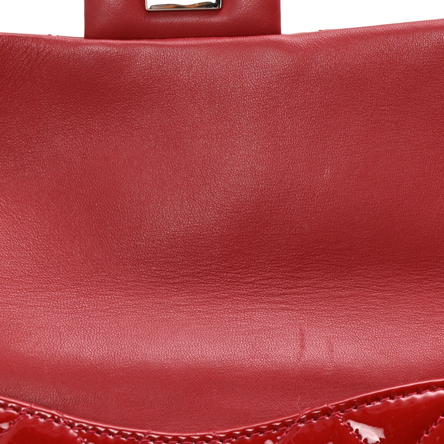 Patent Quilted Mini Flap Clutch With Chain  Red - Top Club