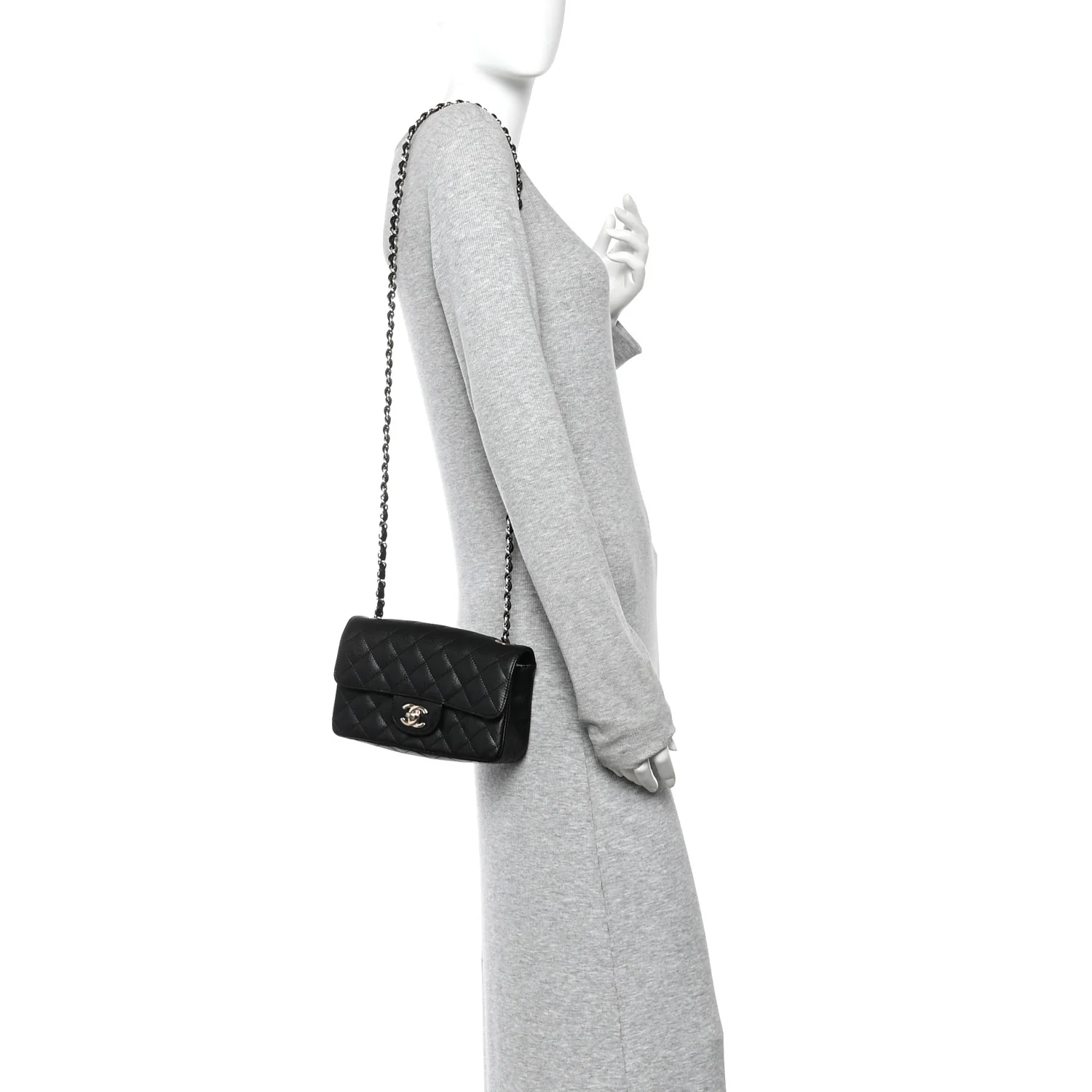 Caviar Quilted Mini Rectangular Flap Black