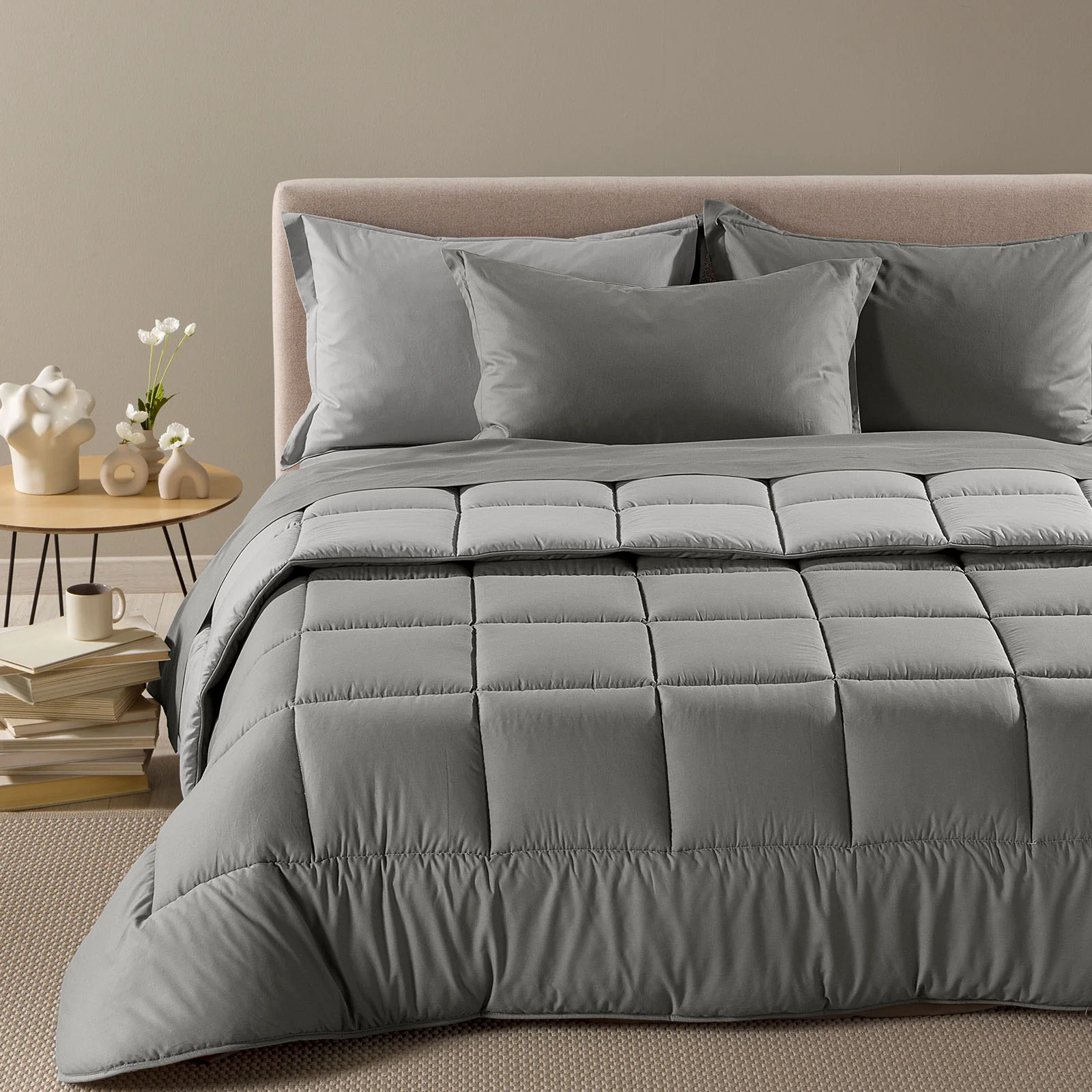 Trapunta In Cotone Vita Double Matrimoniale Grigio Primanatura