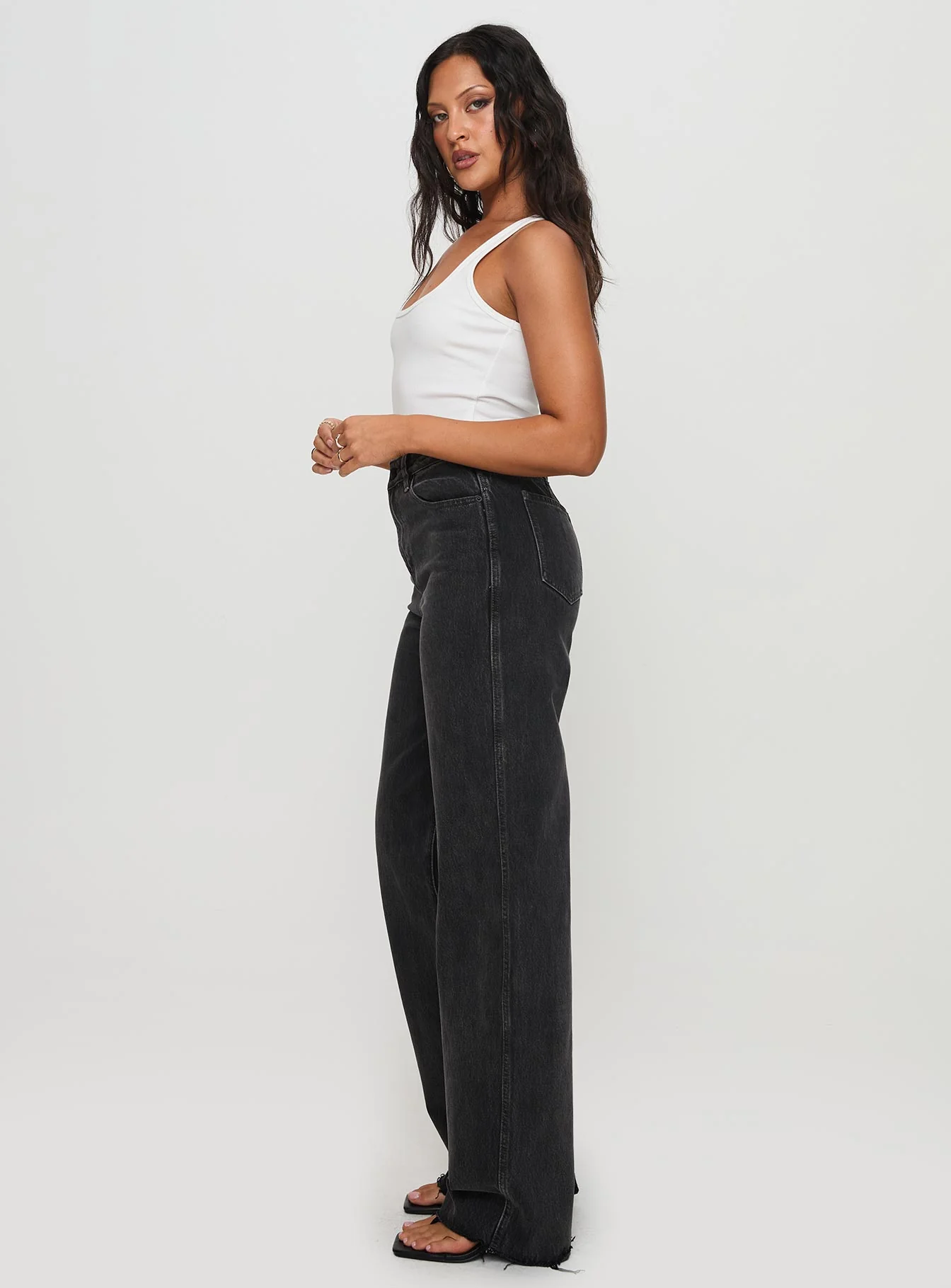 Karlina High Rise Straight Leg Jeans Charcoal