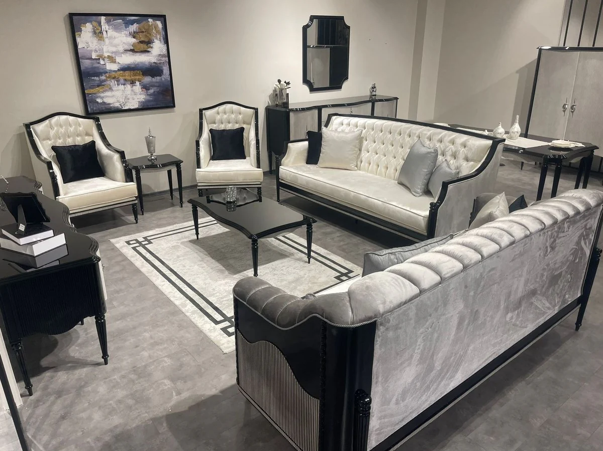 Luxury baroque dining table with 8 table legs black / gray - magnificent baroque style kitchen table - luxury dining room furniture in baroque style - baroque dining room furniture - baroque furnishings