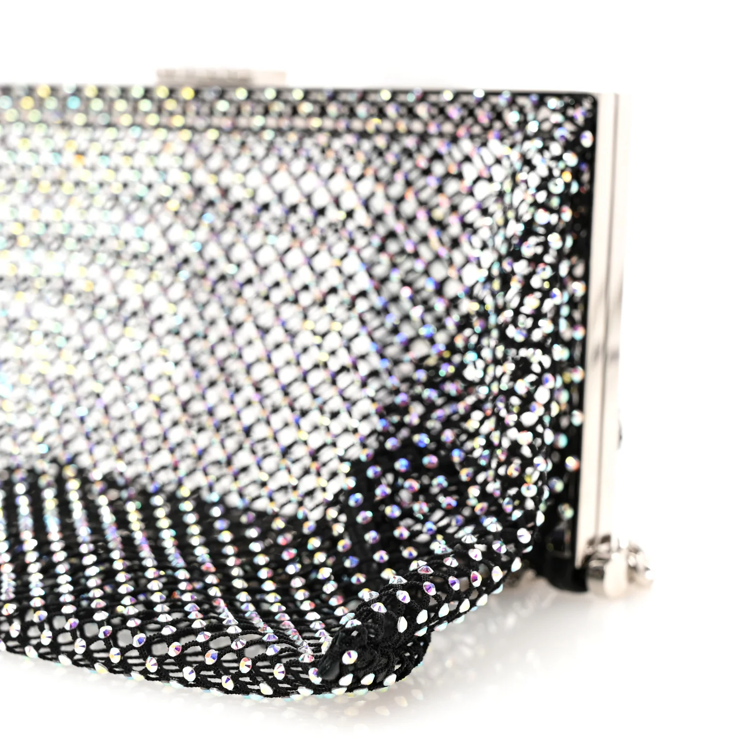Mesh Crystal Medium Fanny Shoulder Bag Black - Top Club