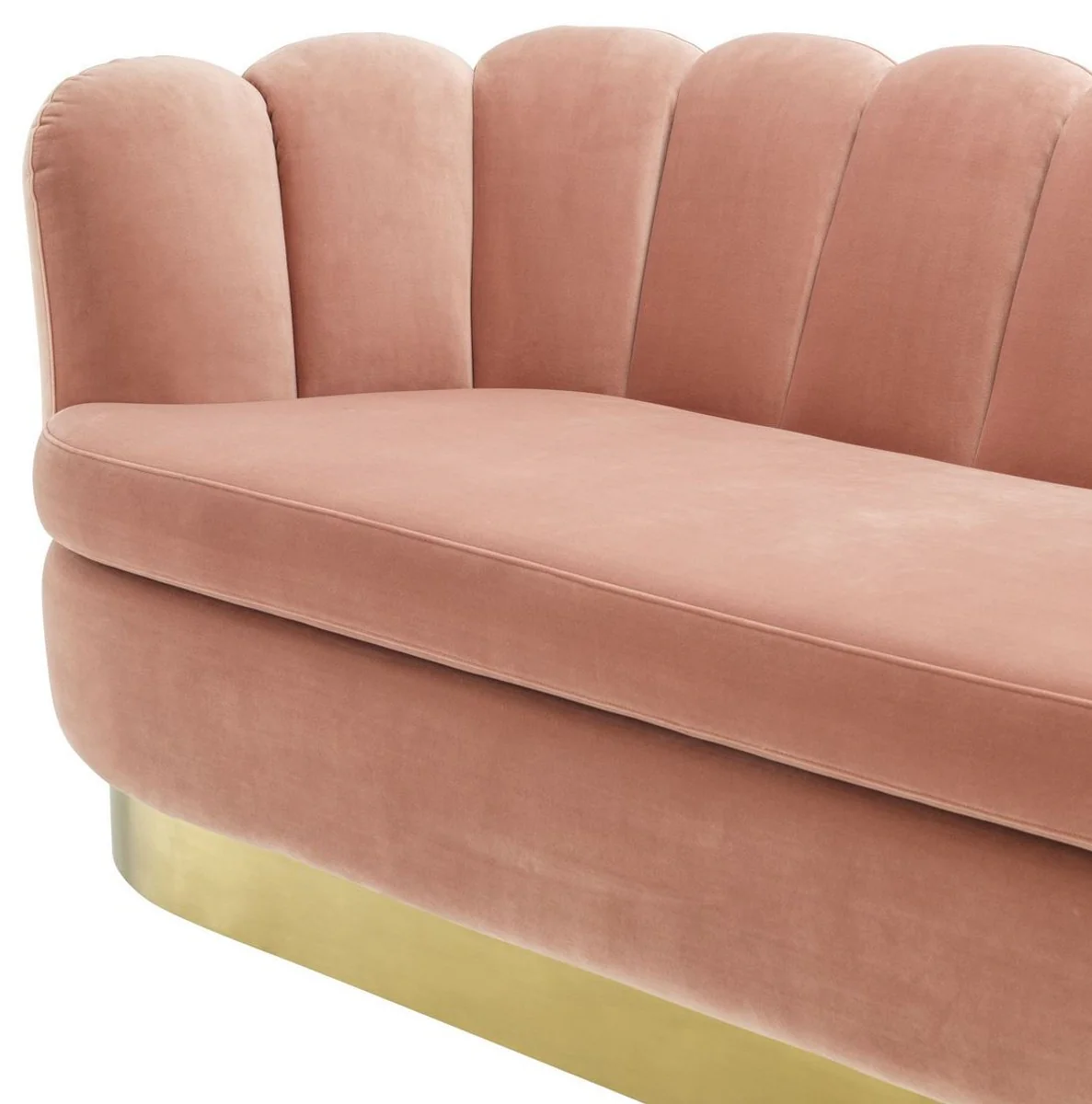 Luxury velvet sofa skin color / brass 225 x 90 x H. 80 cm - living room sofa - hotel sofa - luxury furniture - luxury quality