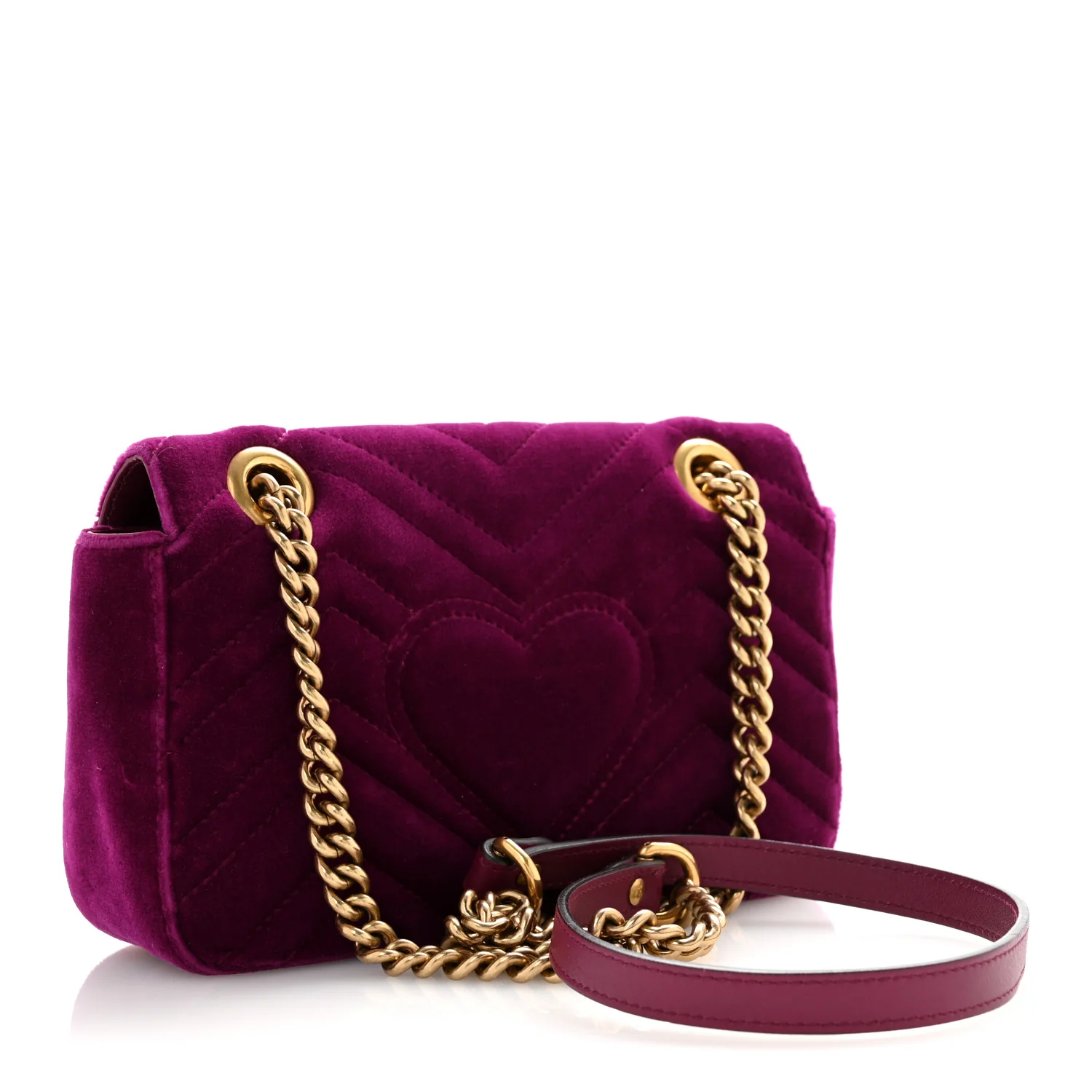 Velvet Matelasse Embroidered Mini GG Marmont Shoulder Bag Bordeaux - Top Club