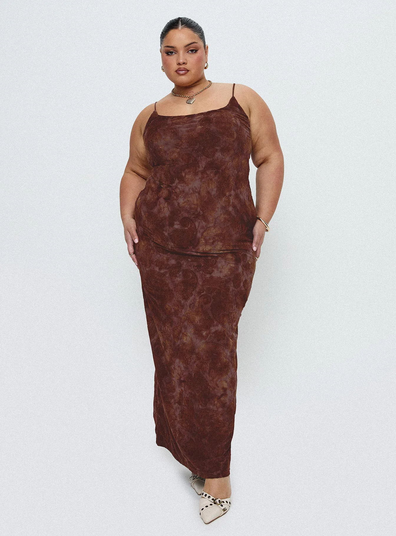 Knox Maxi Dress Chocolate Paisley Curve