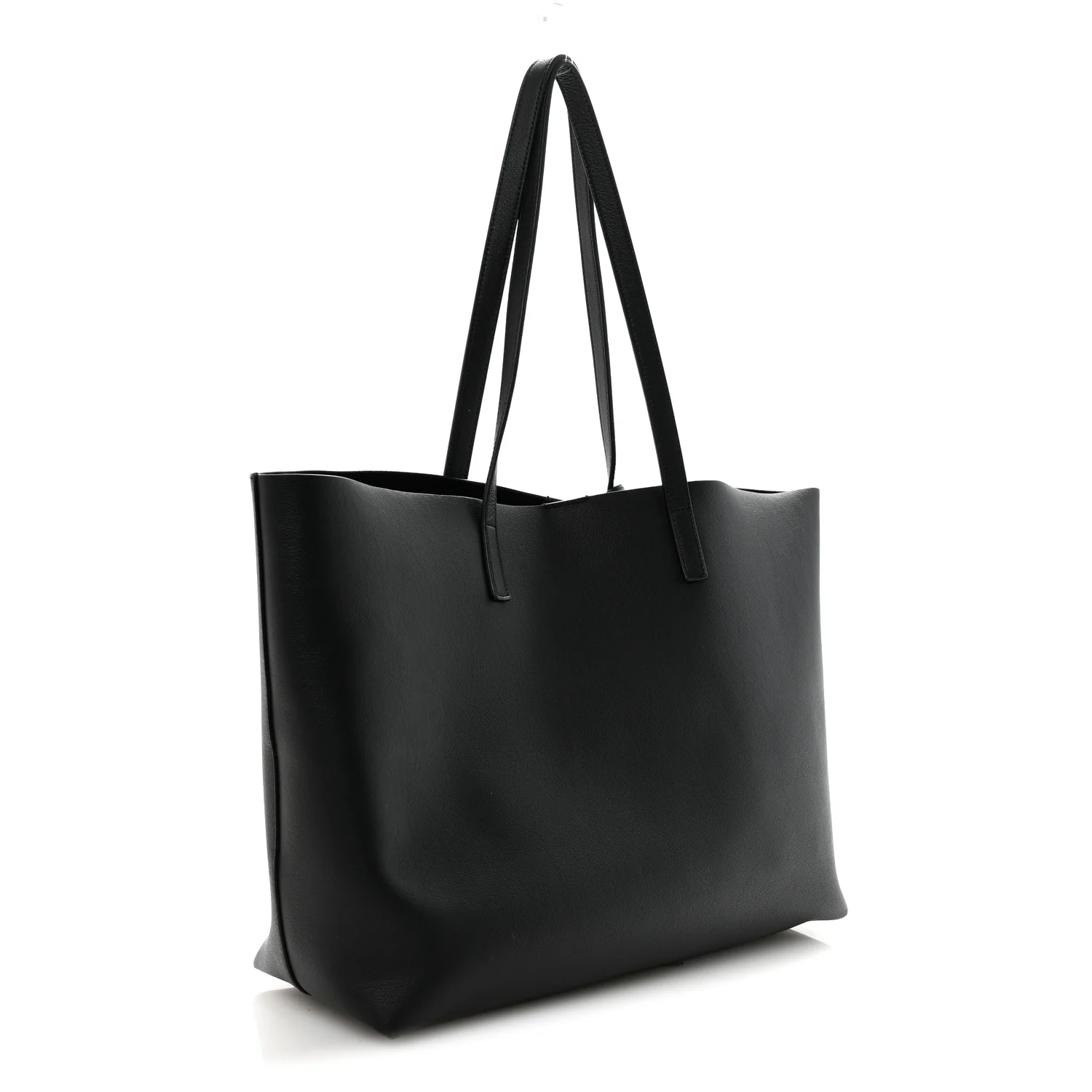 Calfskin Large Shopping Tote Black - Top Club