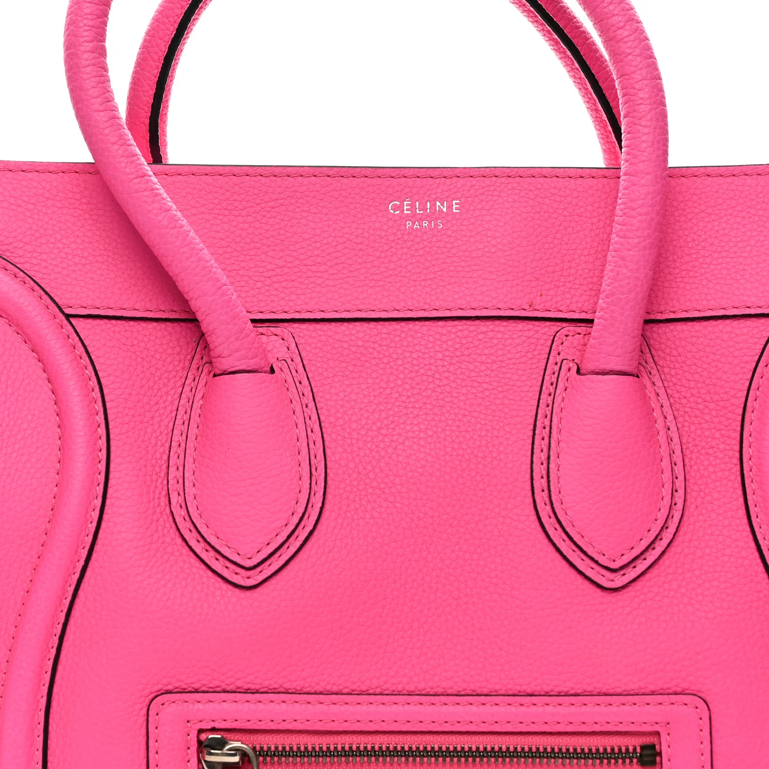 Drummed Calfskin Mini Luggage Fluo Pink - Top Club