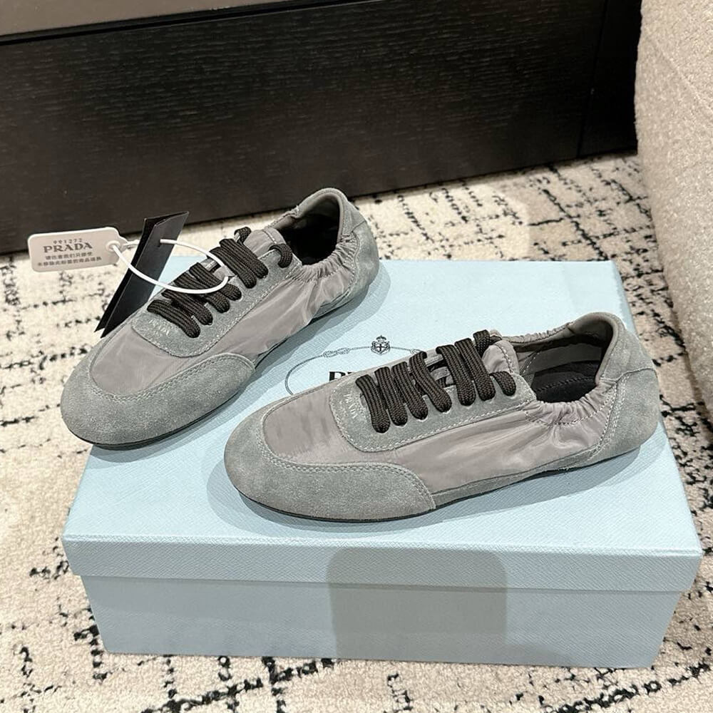 PRADA Collapse Re-Nylon and suede elasticized sneakers - Top Club