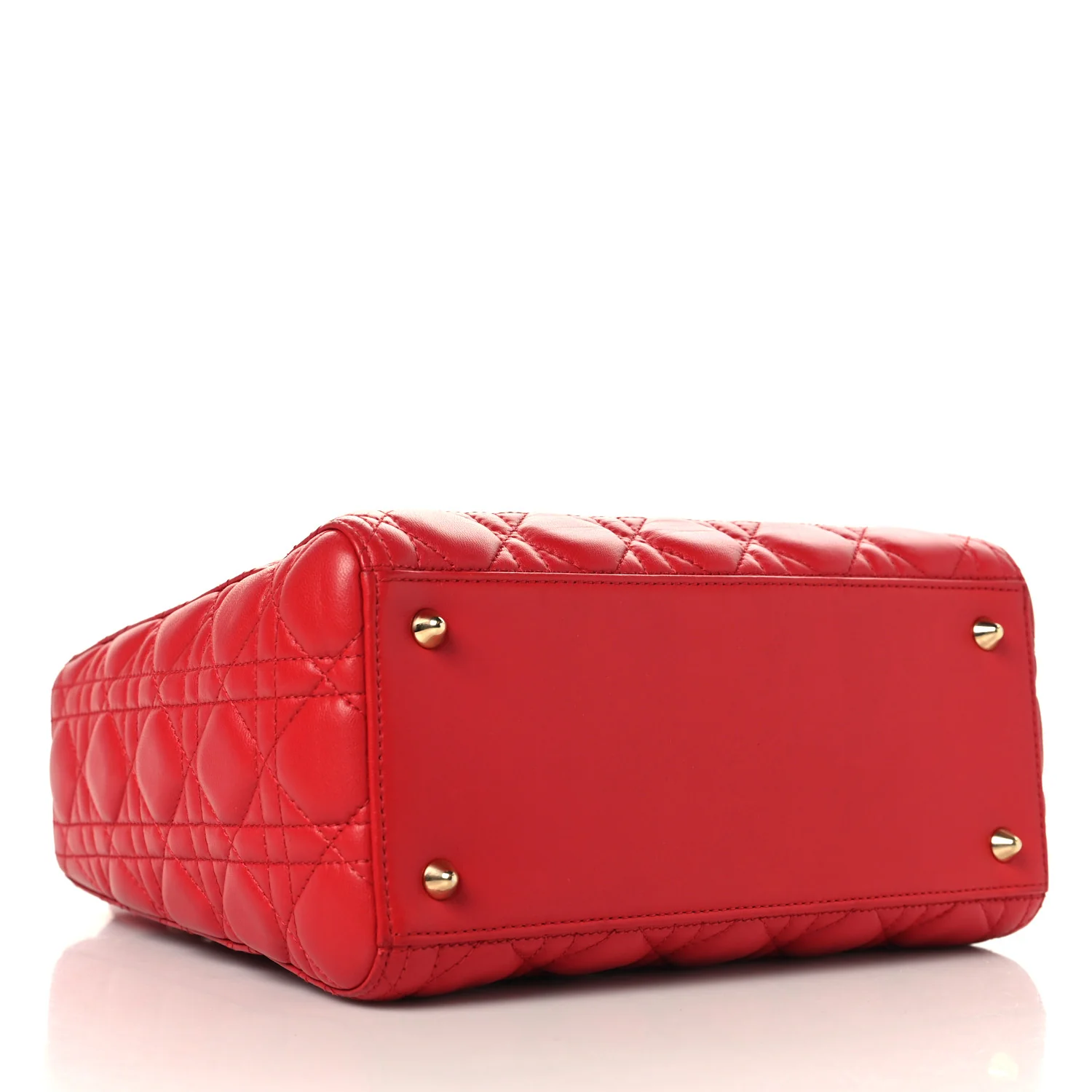 Lambskin Cannage Medium Lady Dior Red - Top Club