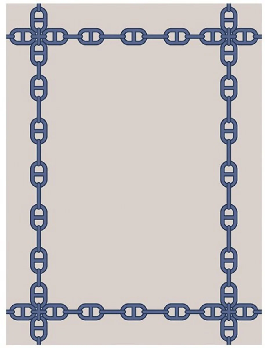 Beautiful luxury carpet made of 100% New Zealand wool with a meander pattern, blue/cream, velvety soft 300 x 400 cm - high quality
