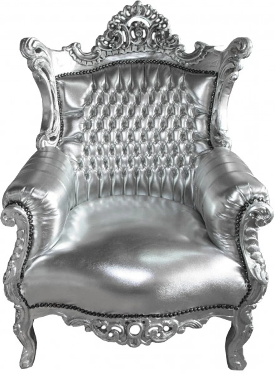 Baroque armchair Al Capone silver / silver antique style