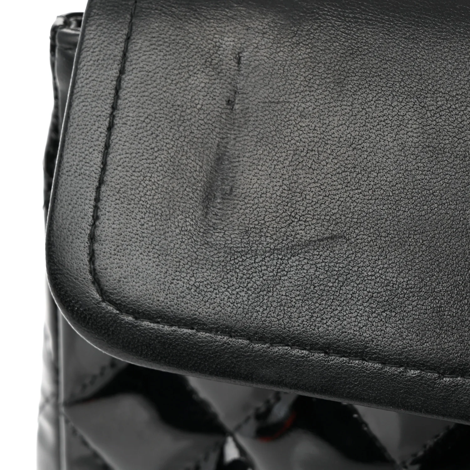 Patent Quilted Medium Double Flap Black - Top Club