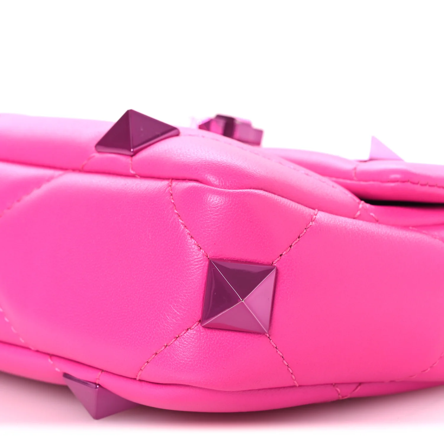 Nappa Lacquer Monochrome Small Roman Stud Shoulder Bag Pink PP - Top Club