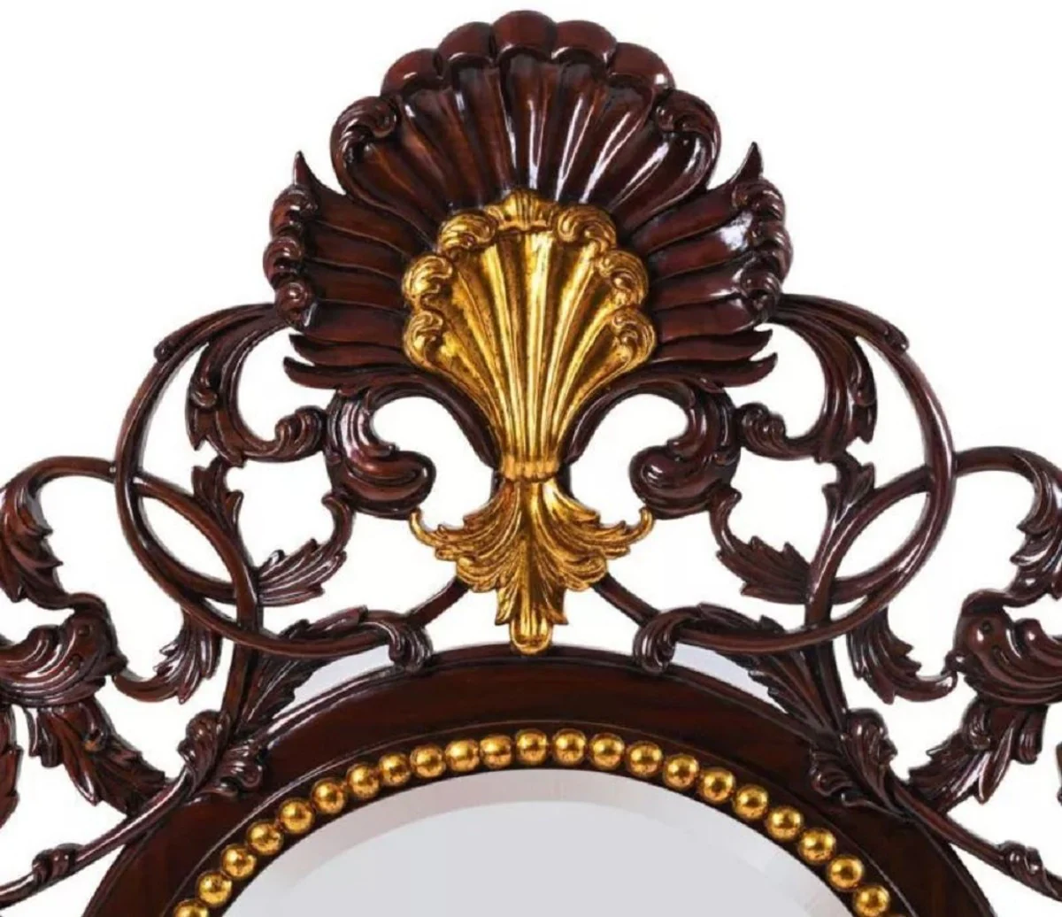 Luxury Baroque Mirror Dark Brown / Antique Gold - Handmade Mahogany Wall Mirror in Baroque Style - Luxury Furniture in Baroque Style - Baroque Furniture - Noble & Magnificent