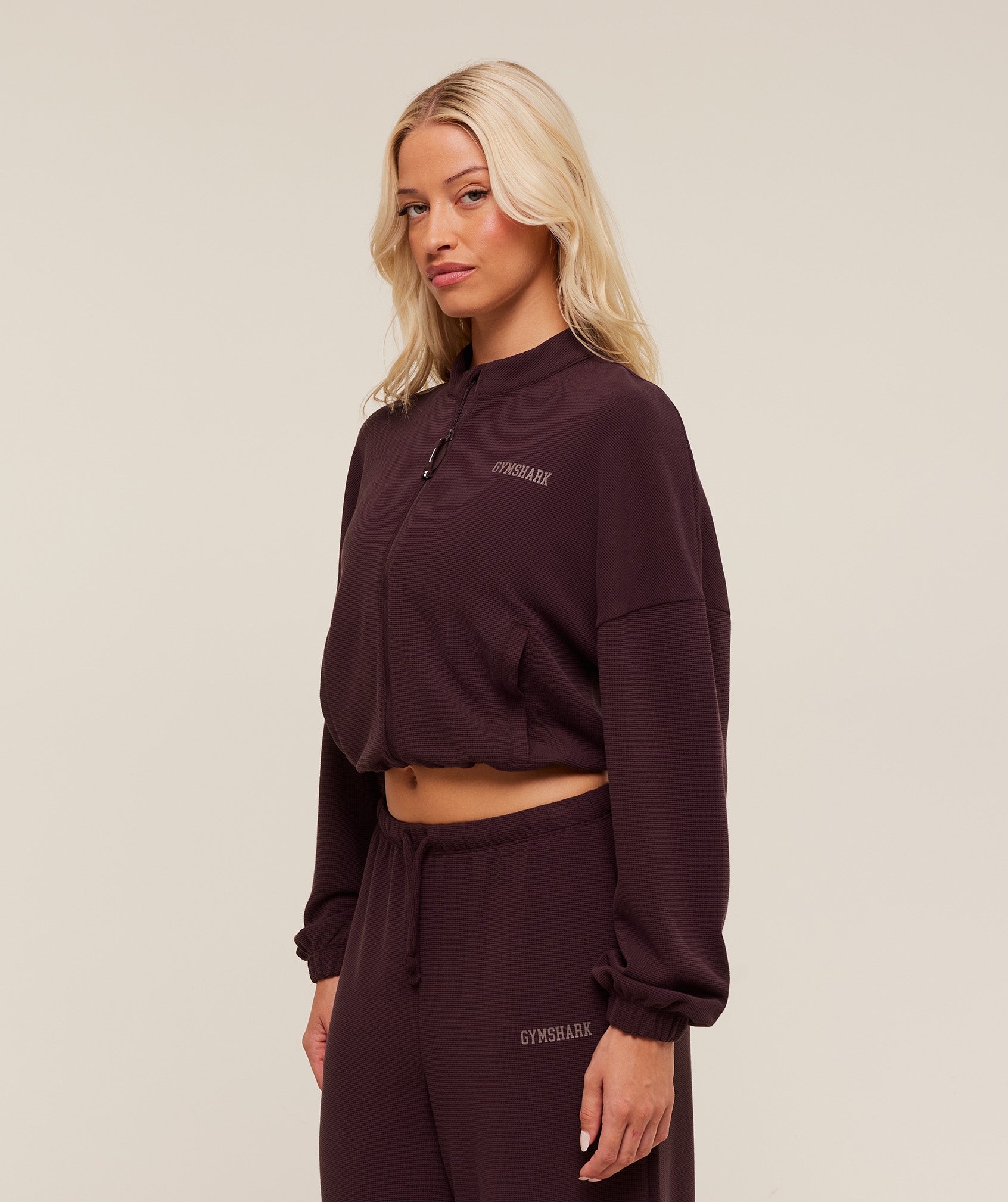 COACH Waffle Midi Zip Up Jacket