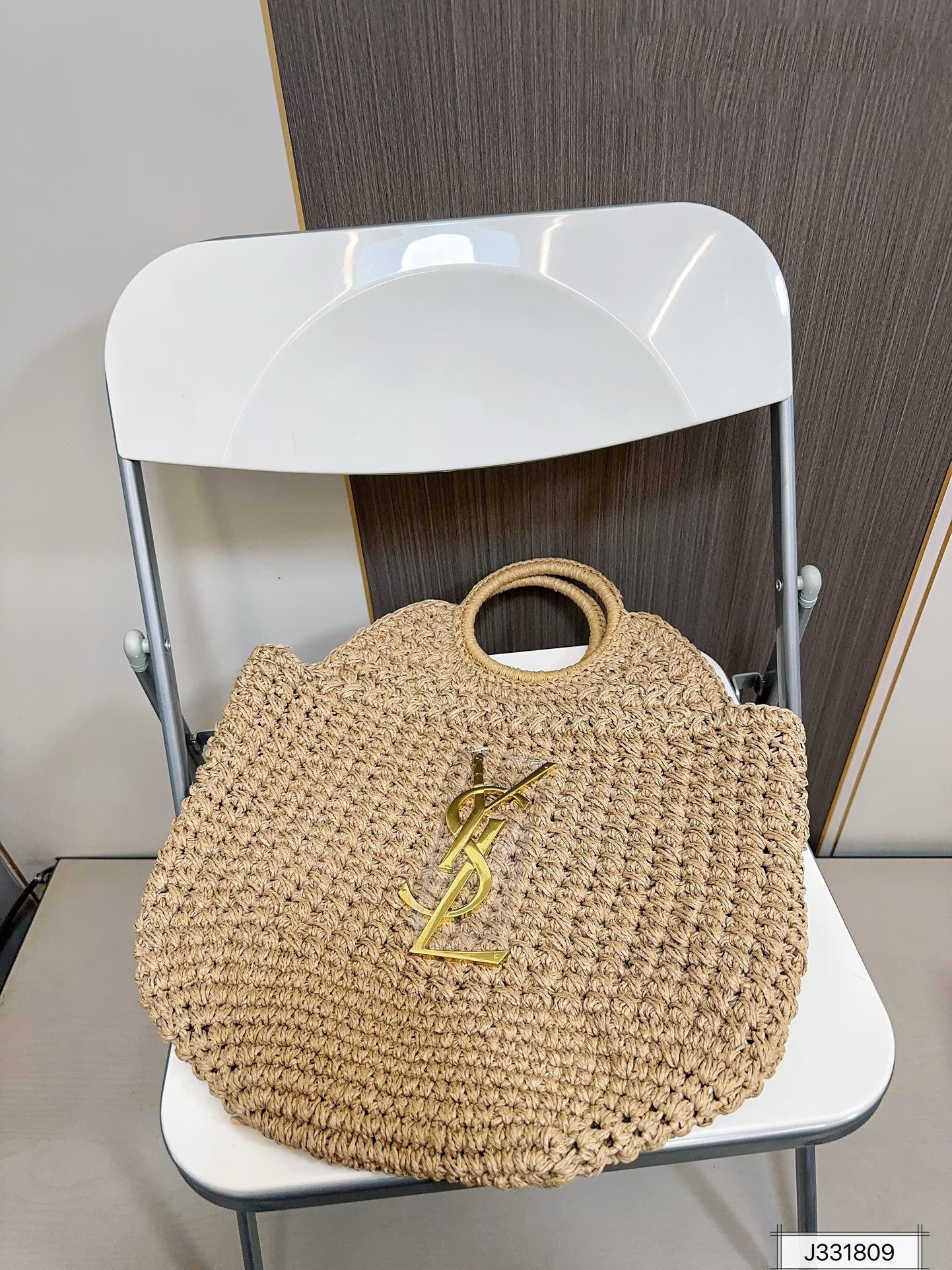 YSL SAINT LAURENT Summer Raffia Tote Bag 41x37cm - Top Club