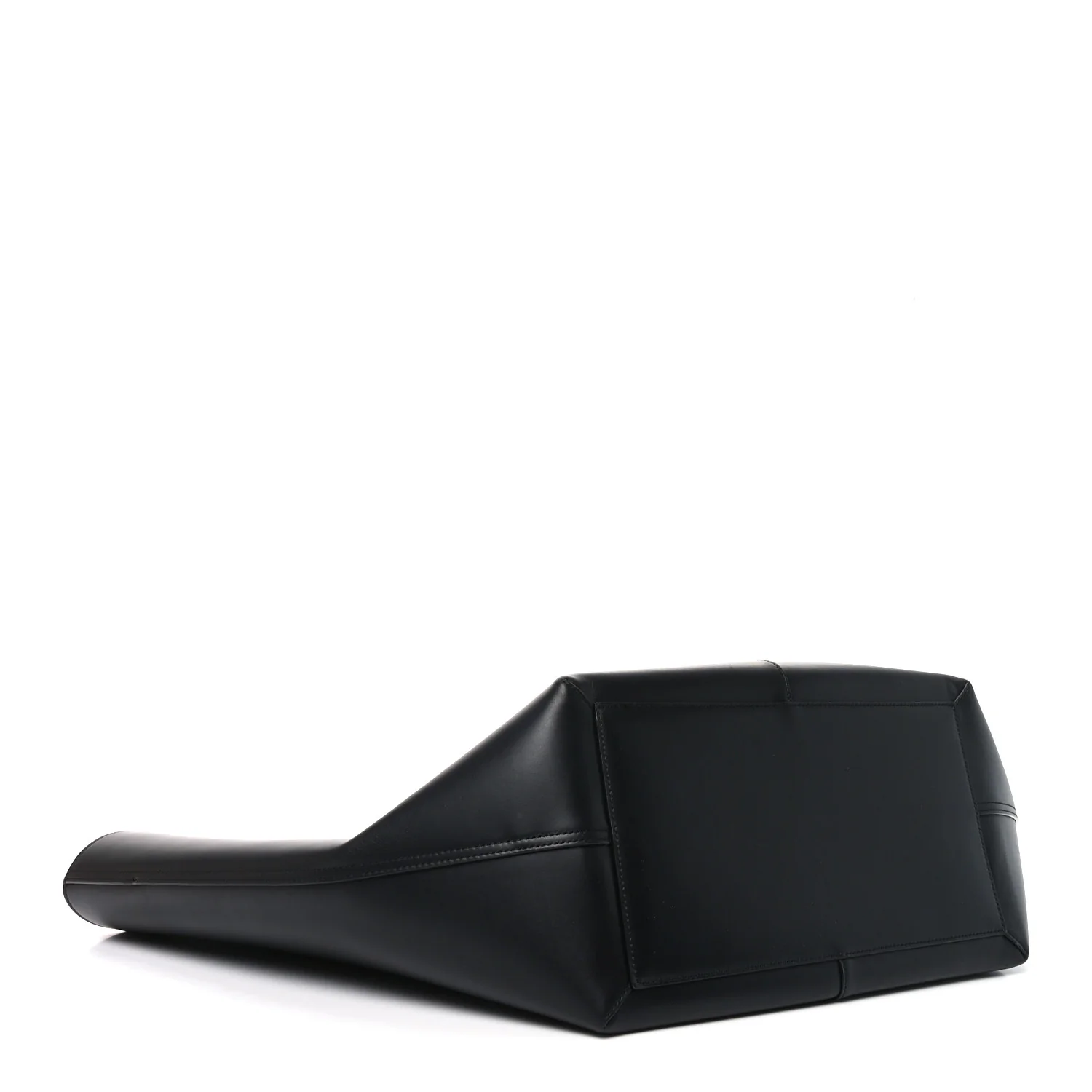 Smooth Calfskin Maxi Trapezoid Shopping Tote Black - Top Club