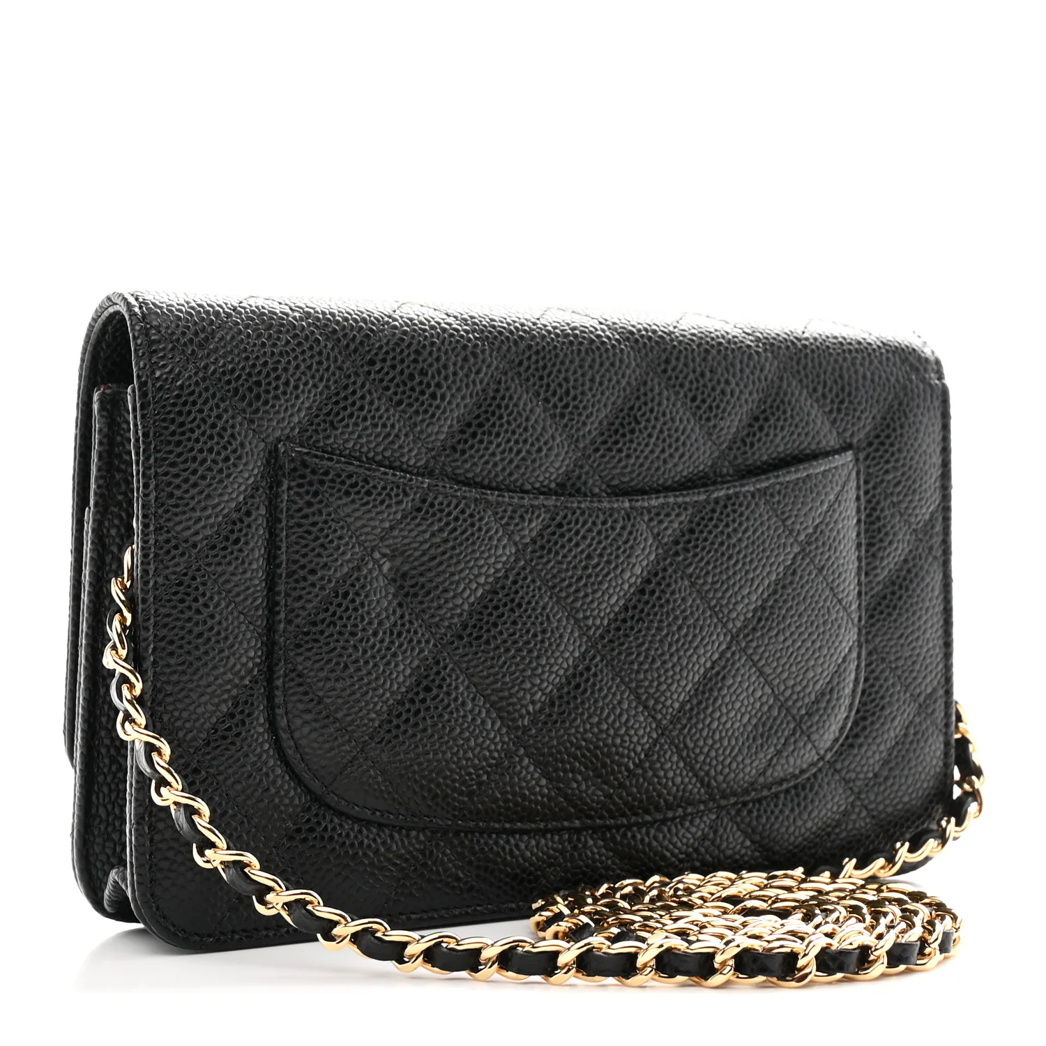 Caviar Quilted Wallet On Chain WOC Black - Top Club