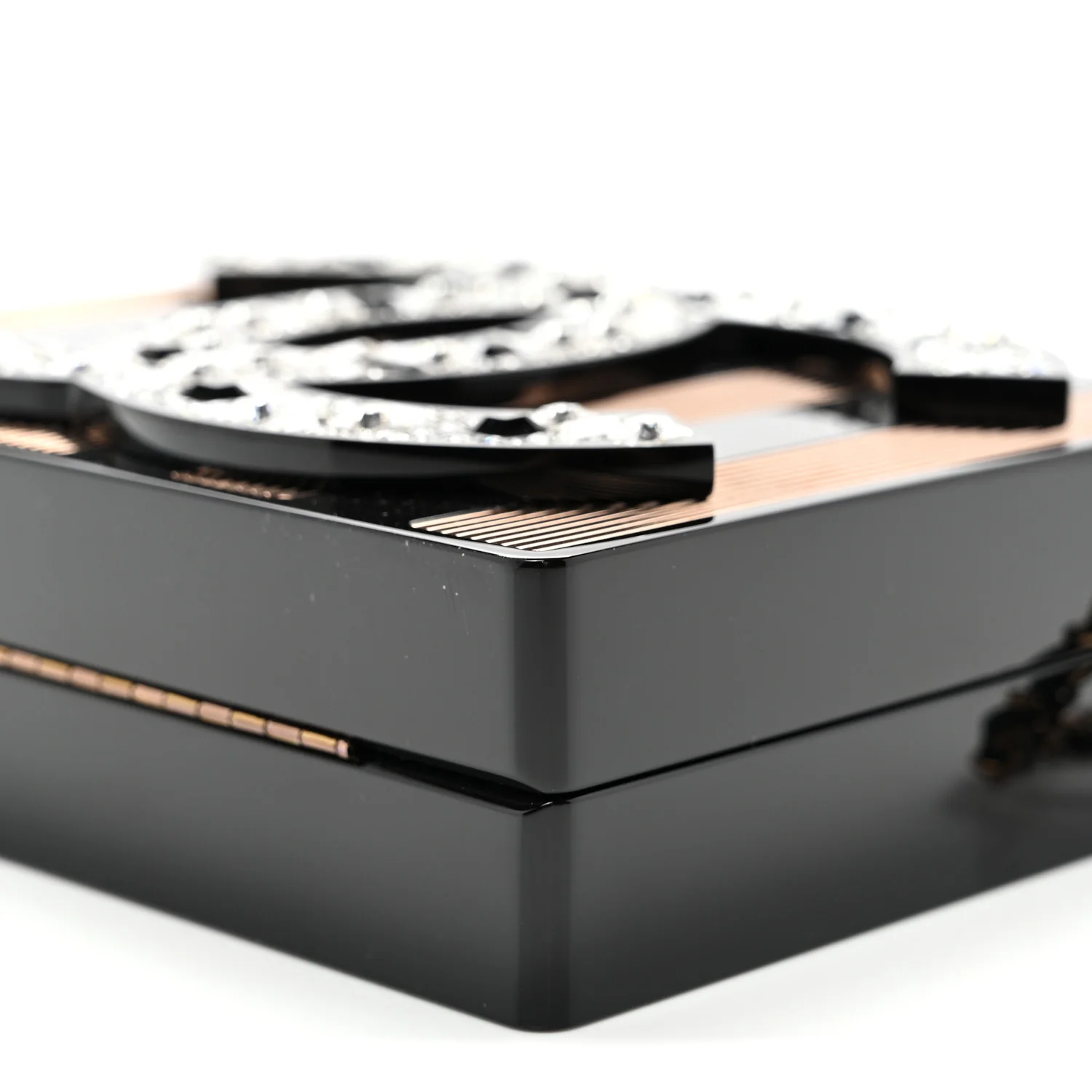 Plexiglass Crystal CC Minaudiere Clutch Black Copper - Top Club