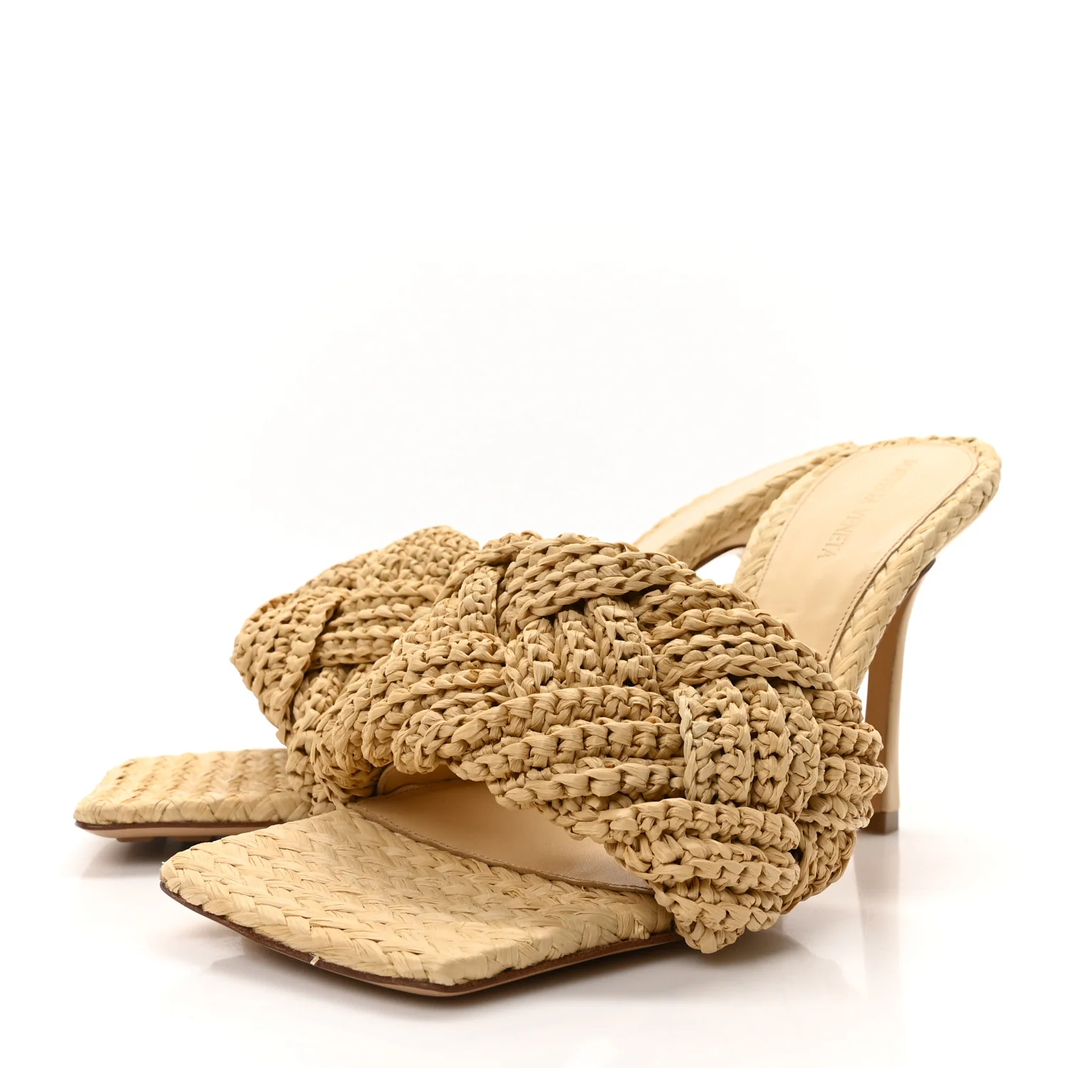 Raffia Intrecciato Lido Mule 90 Sandals 40 Cane Sugar - Top Club
