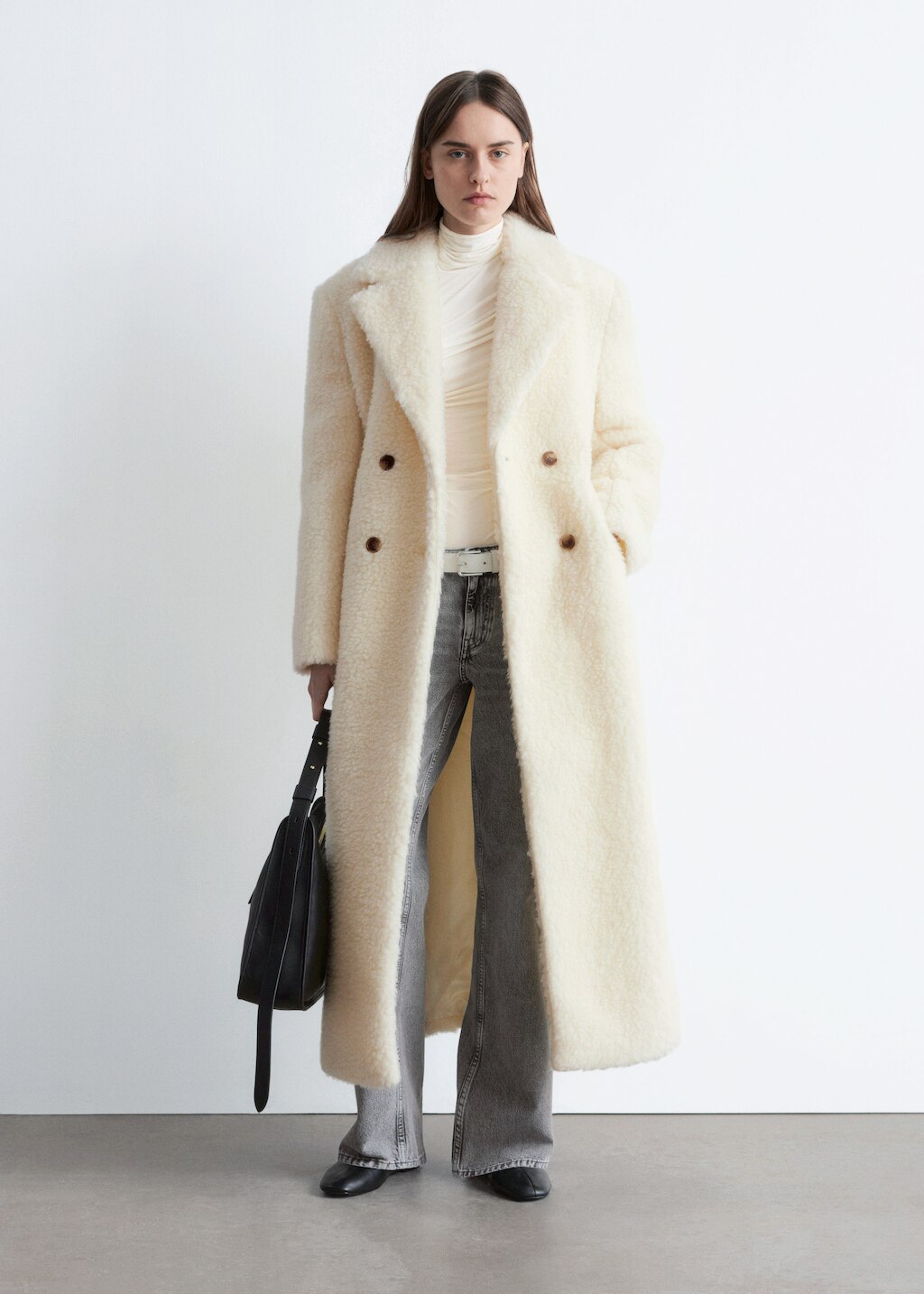 & Other Stories WOOL SHEARLING MAXI COAT