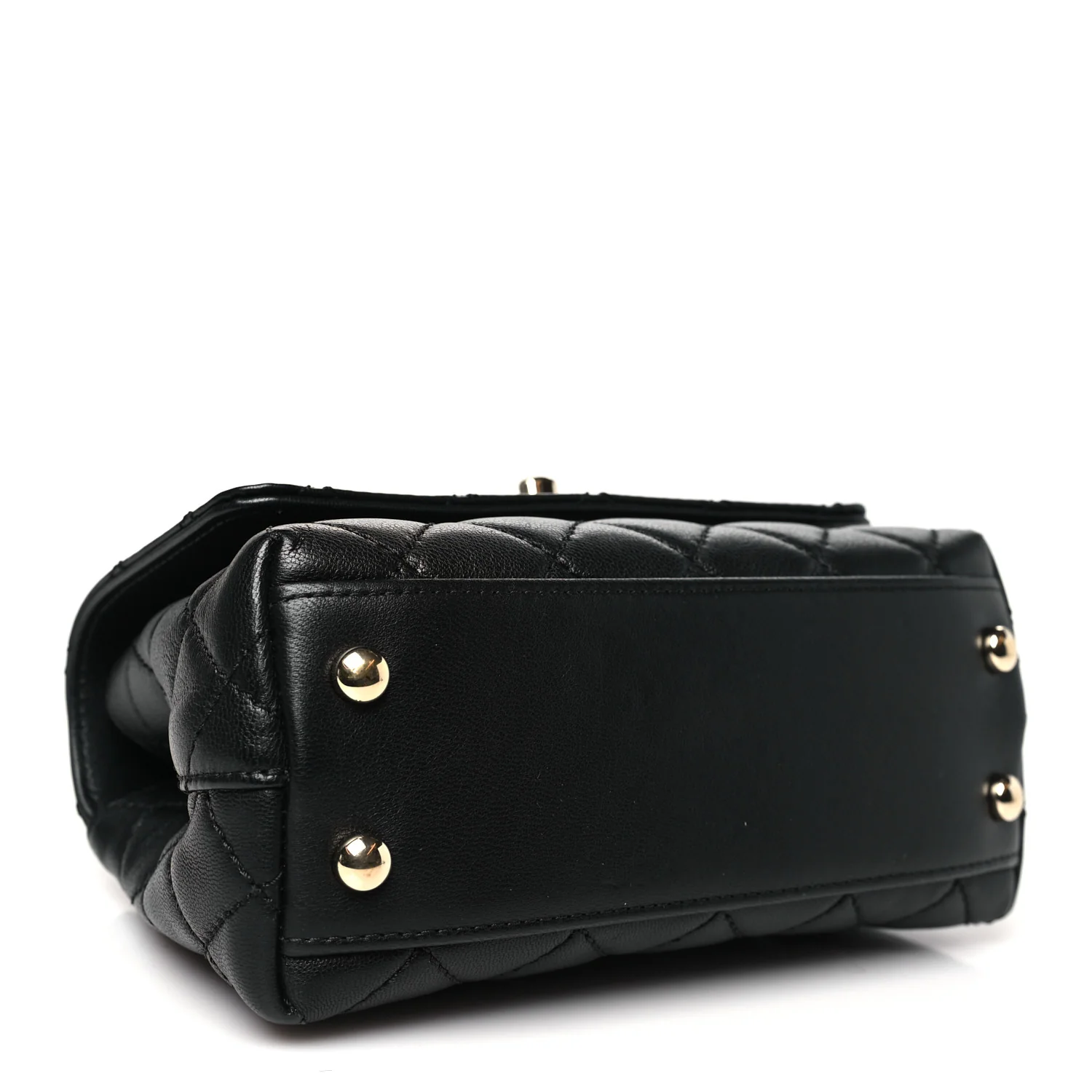 Goatskin Quilted Rainbow Extra Mini Coco Handle Flap Black - Top Club