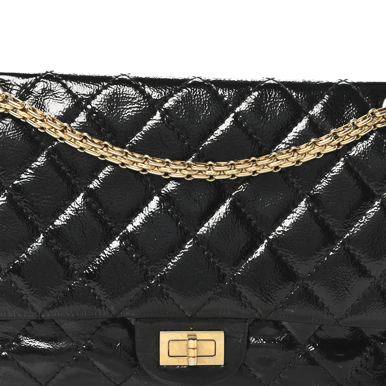 Distressed Patent Quilted 2.55 Reissue 226 Flap Black - Top Club