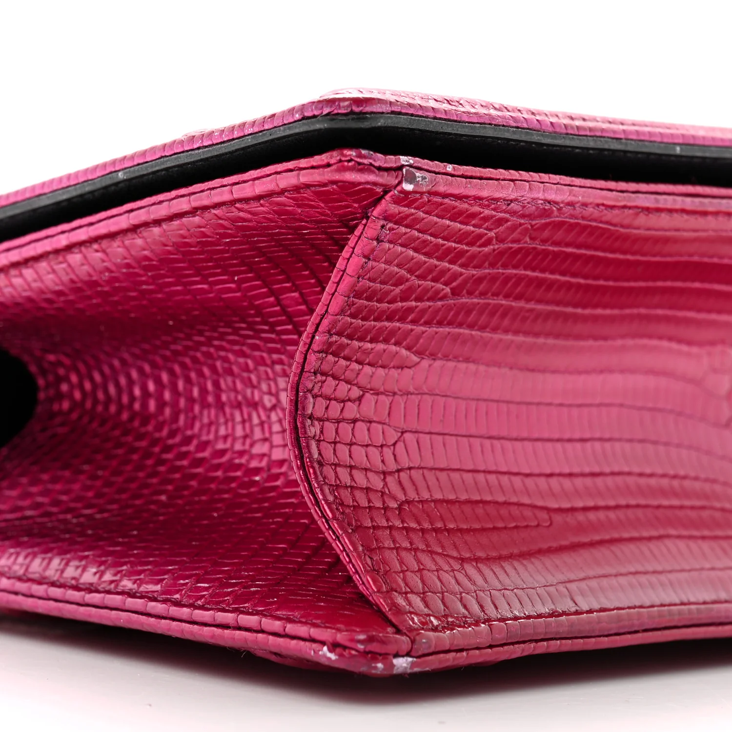Metallic Lizard Small Diorama Flap Bag Fuchsia - Top Club