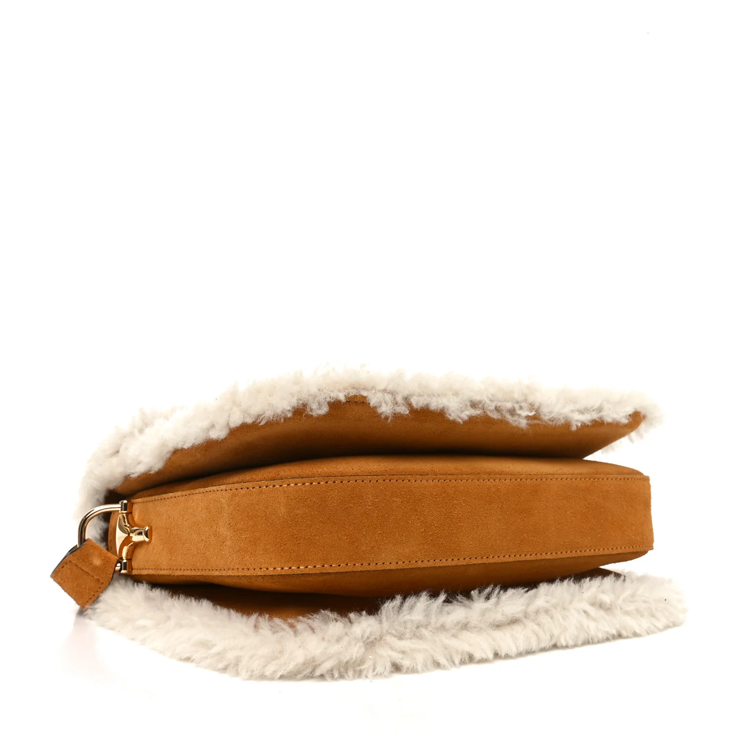 Suede Shearling Horsebit 1955 Shoulder Bag Honey Beige Milk - Top Club