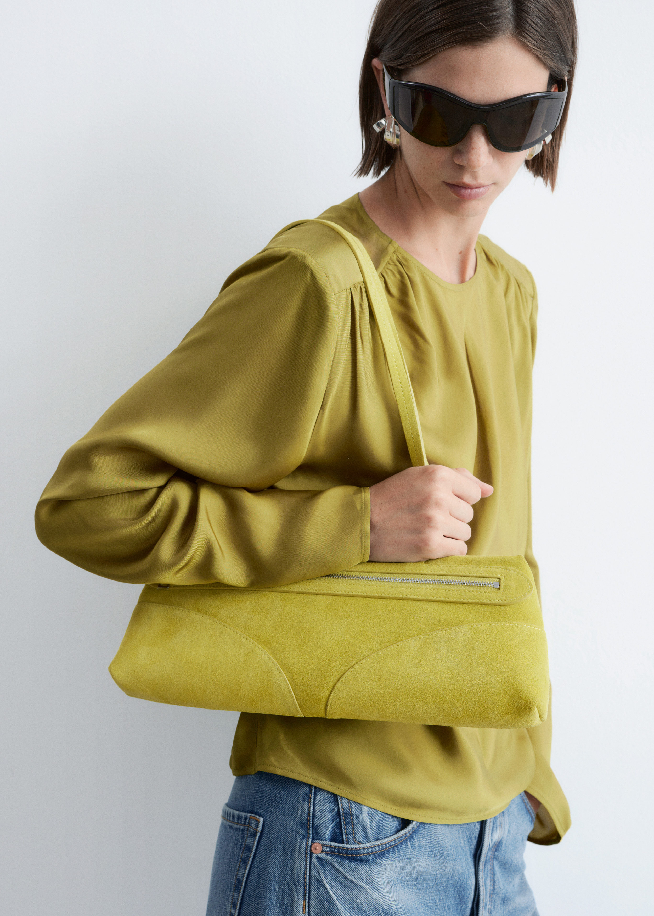 & Other Stories GATHERED TIE-BELT BLOUSE