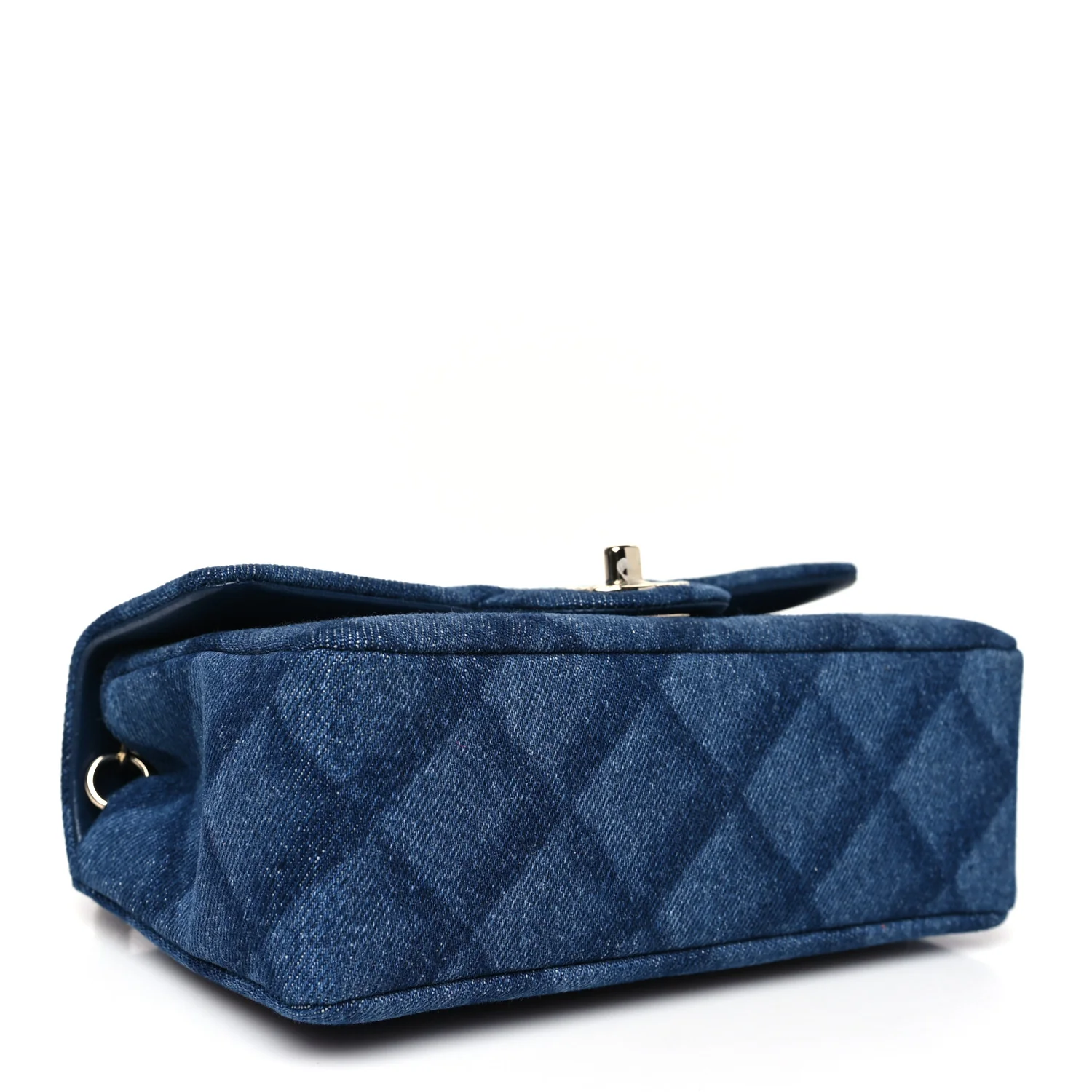 Printed Denim Quilted Mini Rectangular Flap Dark Blue - Top Club
