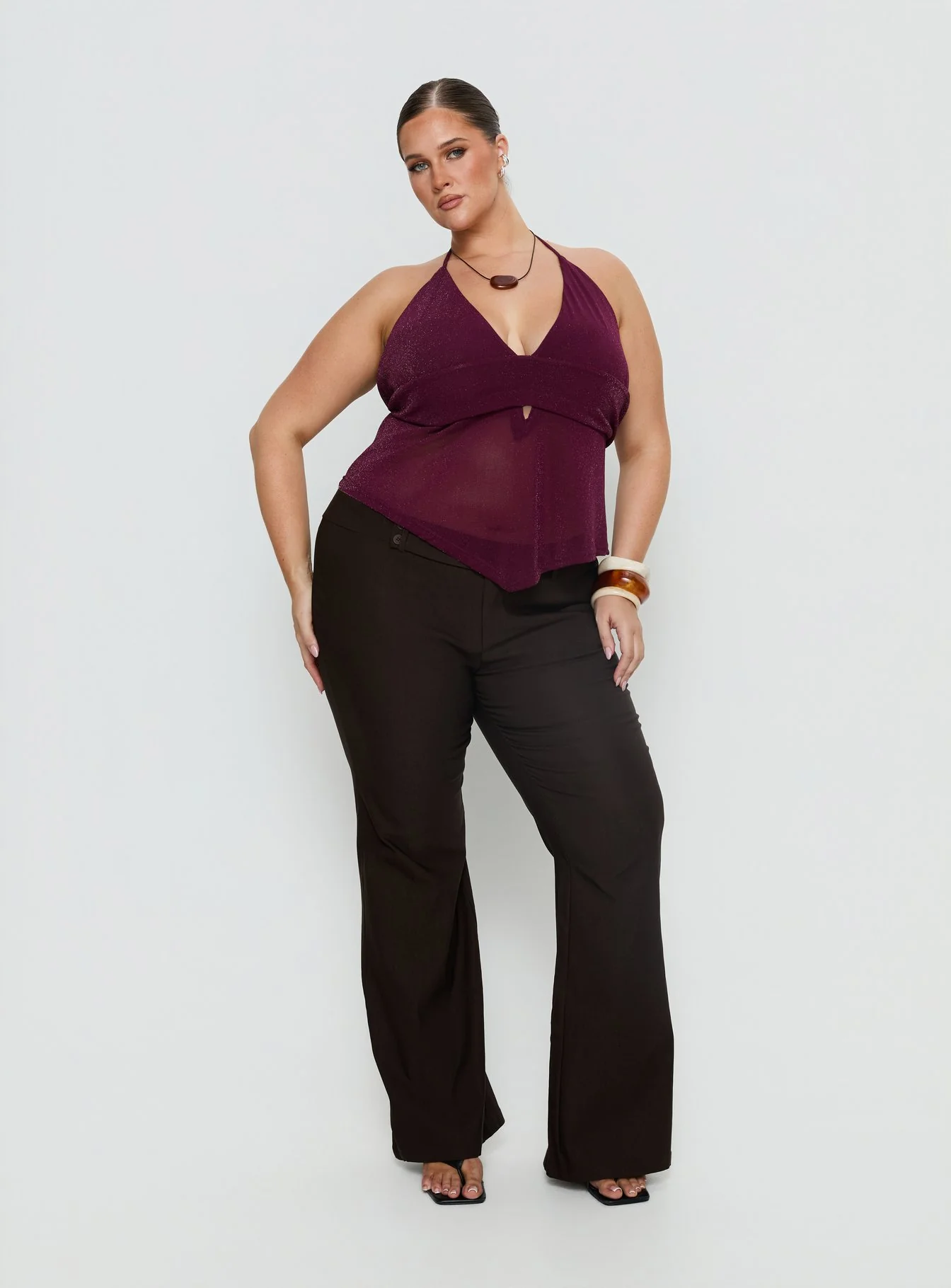 Averee Halter Top Plum Sparkle Curve