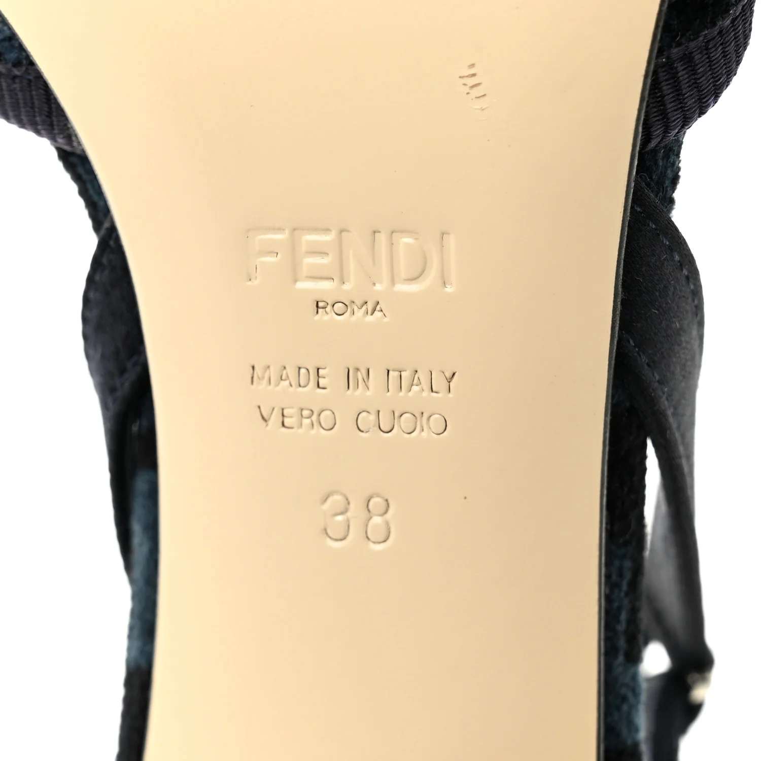 Fabric Jacquard FF Colibri Lite 85mm Slingback Pumps 38 Black Blue - Top Club