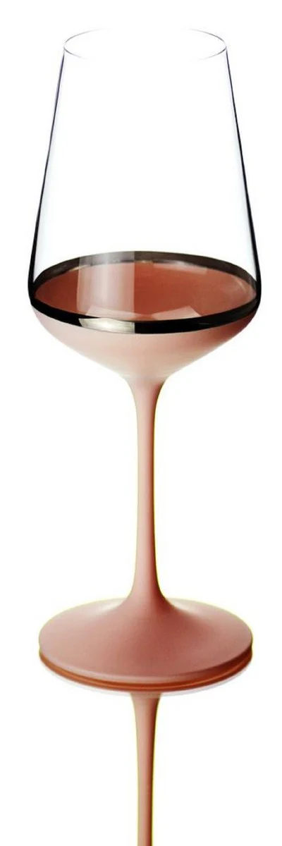 Luxury red wine glass set of 6 old pink / silver Ø 8.5 x H. 24 cm - Handmade and hand-painted wine glasses - Hotel & Restaurant Accessories - Luxury quality