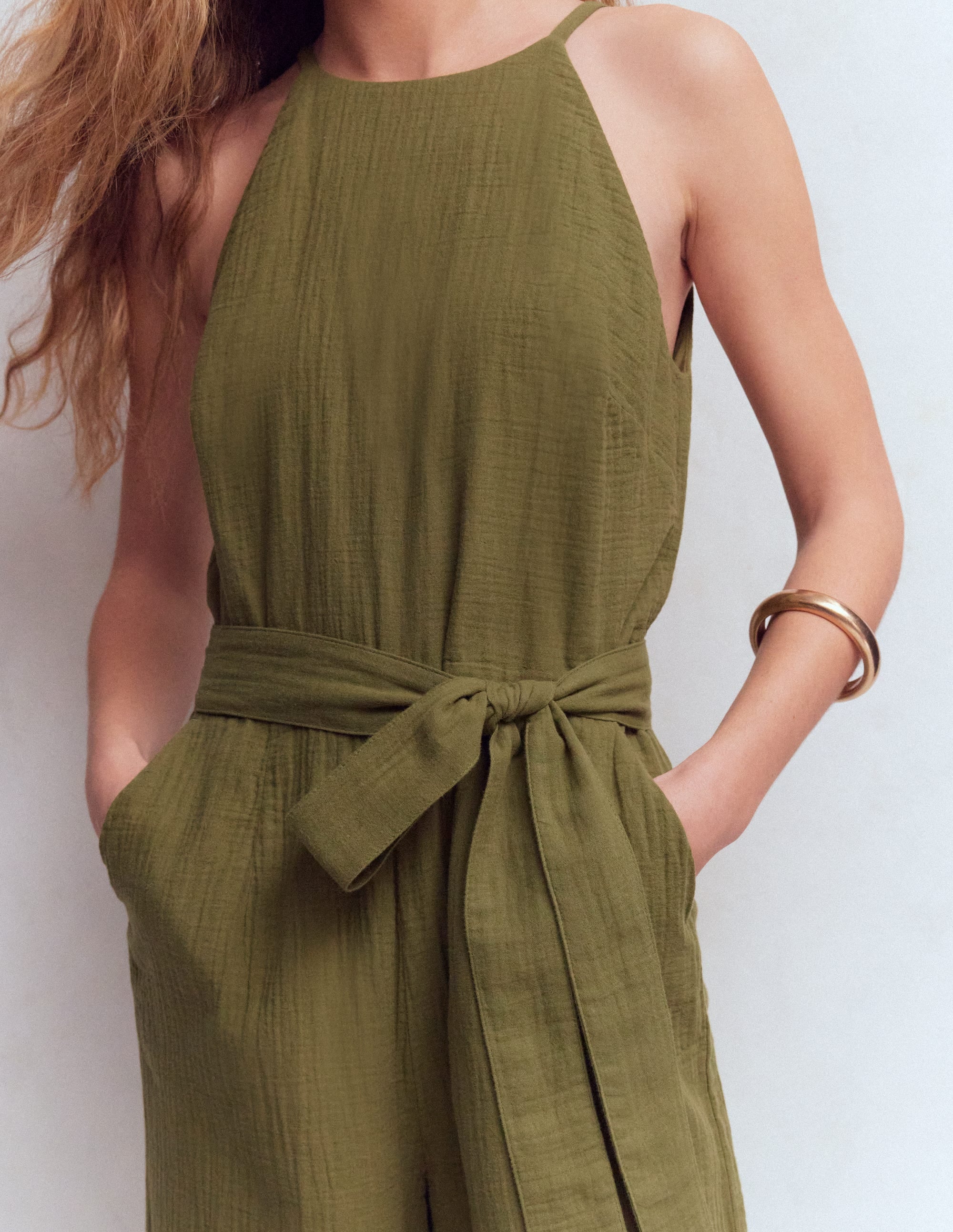 Rosa Doppeltuch-Jumpsuit-Olive