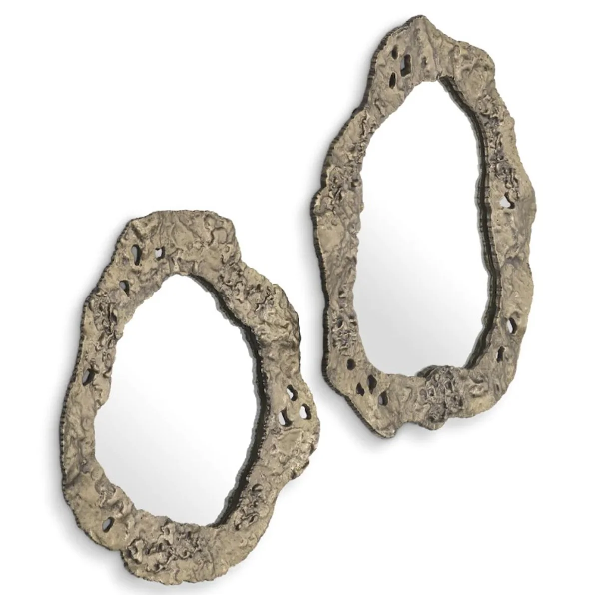 Luxury mirror in antique brass finish - luxury living room mirror 2 pieces mirror