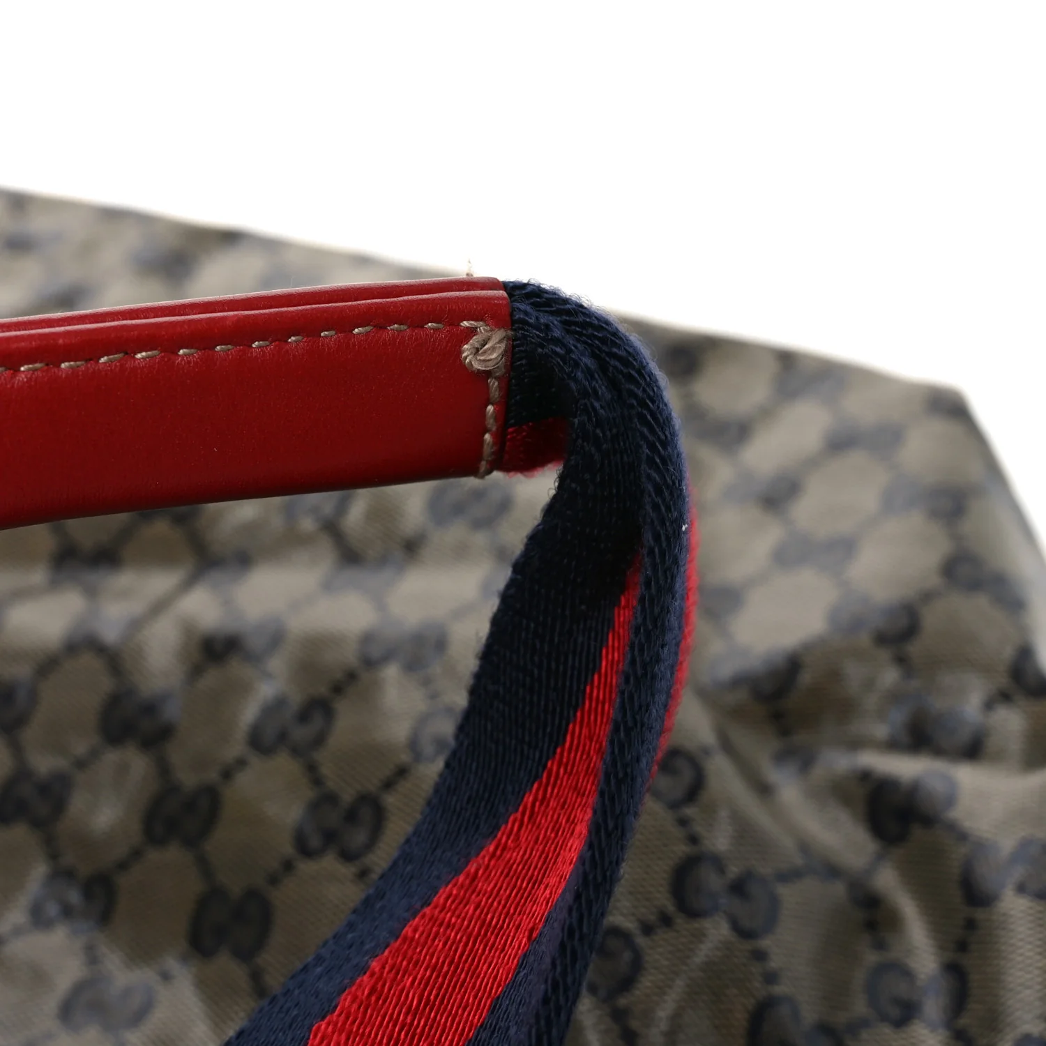 Crystal Monogram Large Web Handle Bucket Tote Red - Top Club