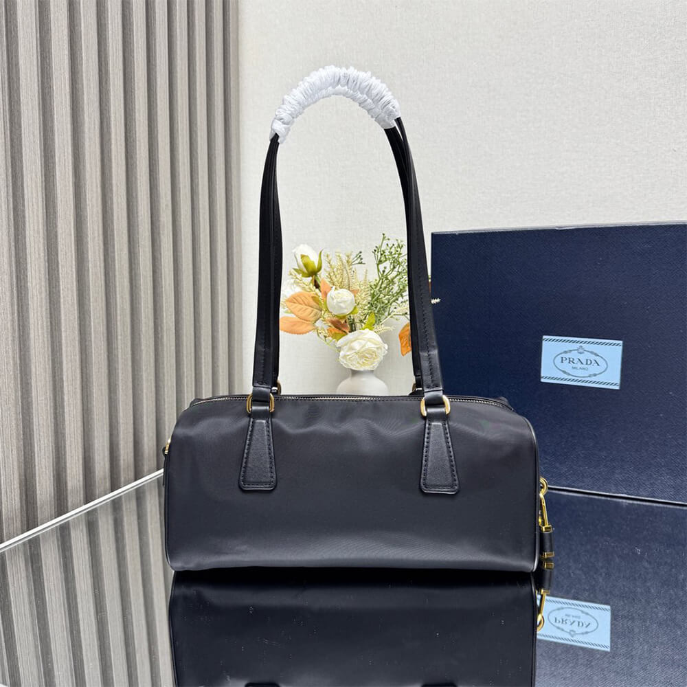 Prada Re-Nylon and leather medium top-handle bag with padlock(high-end grade) - Top Club