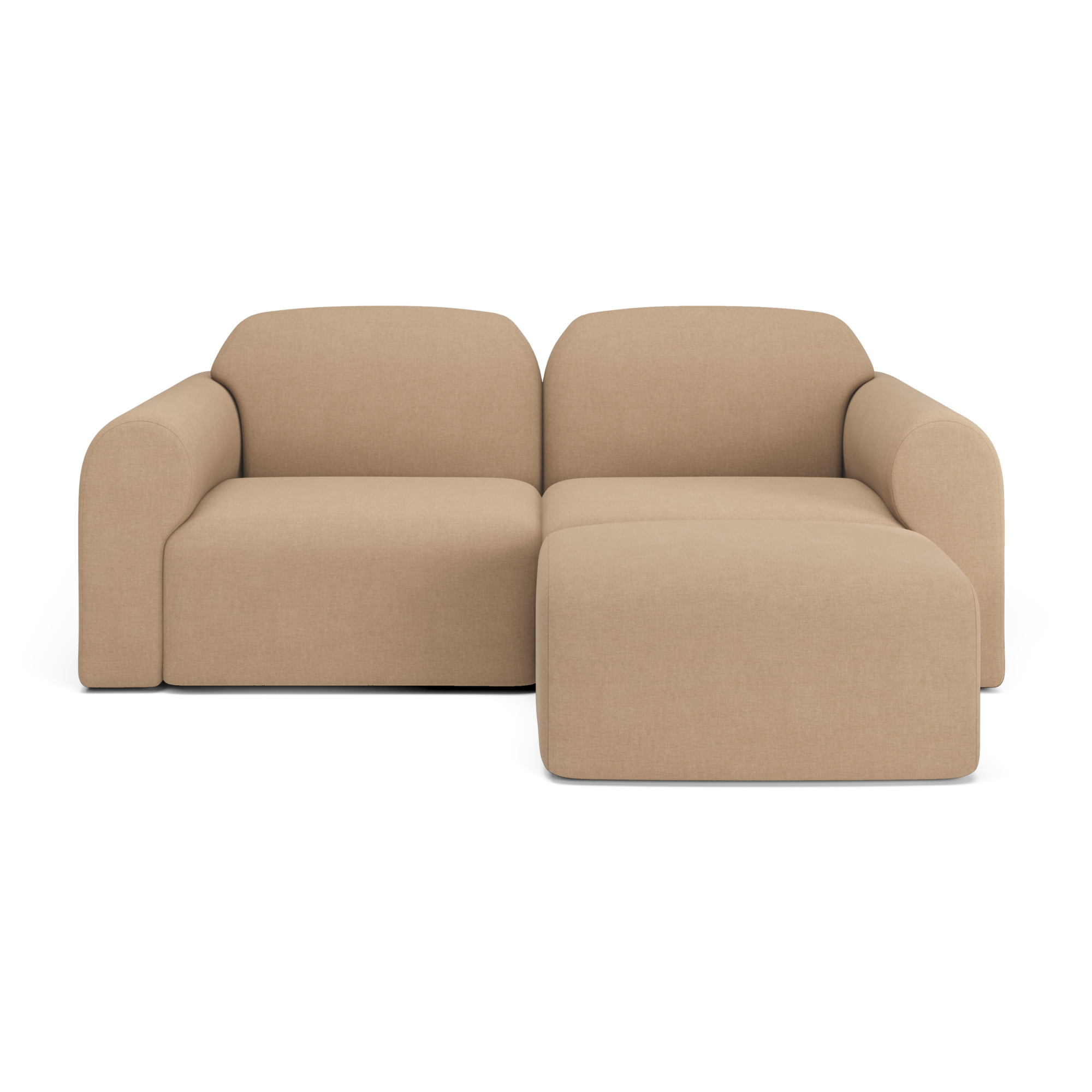 2-zitsbank Bulky met hocker light sepia